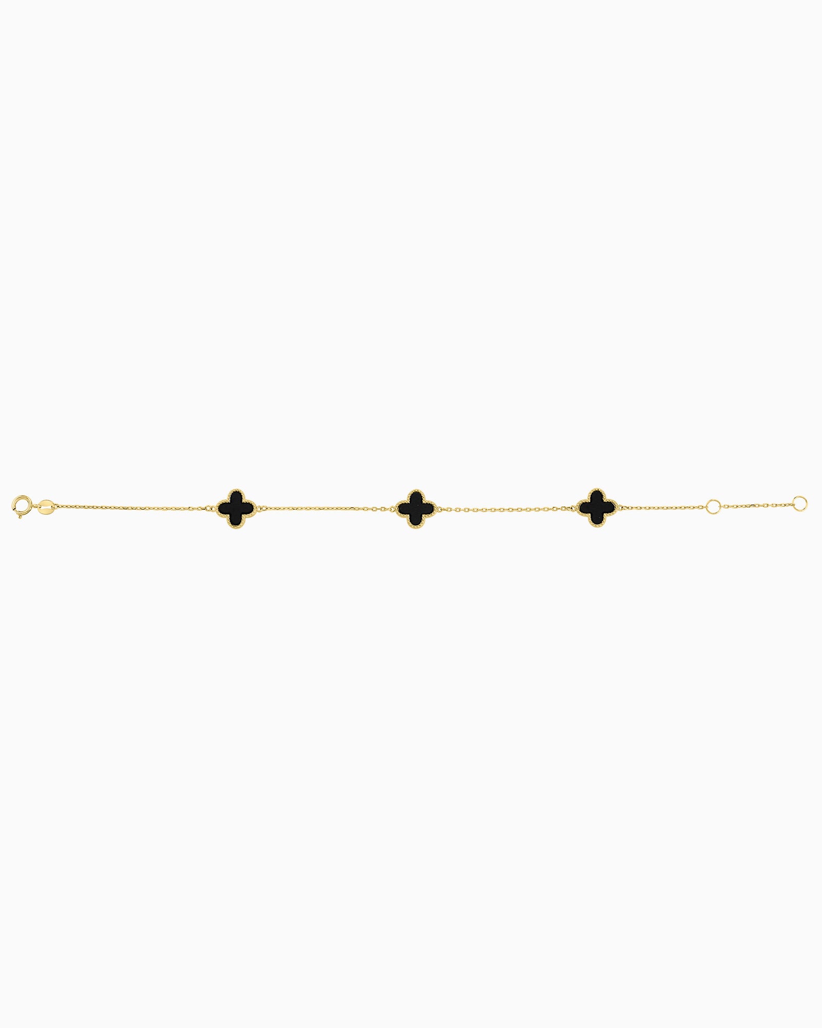 Alina 9K Gold Black Onyx Clover Bracelet