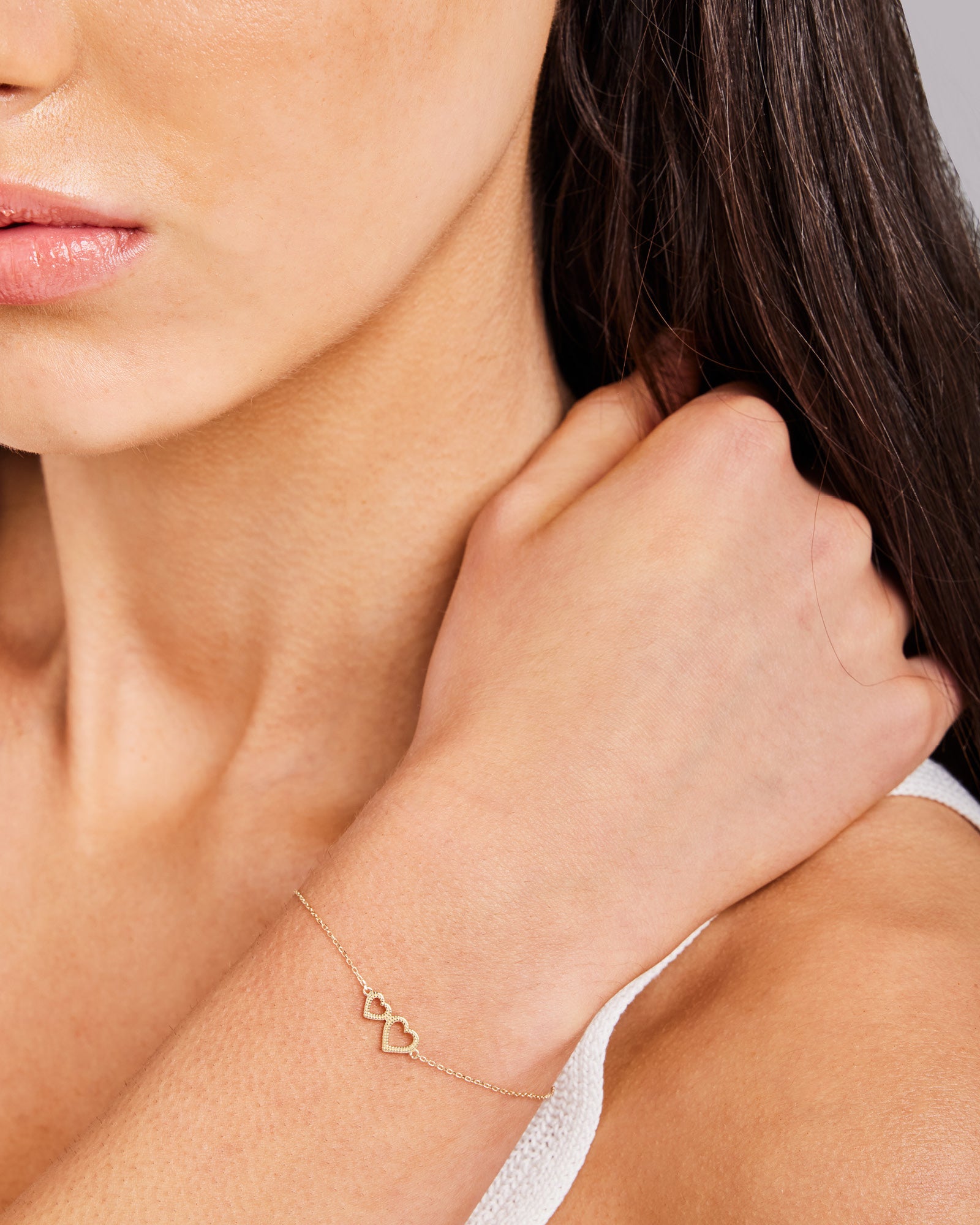 Alina 9K Gold Petite Hearts Bracelet