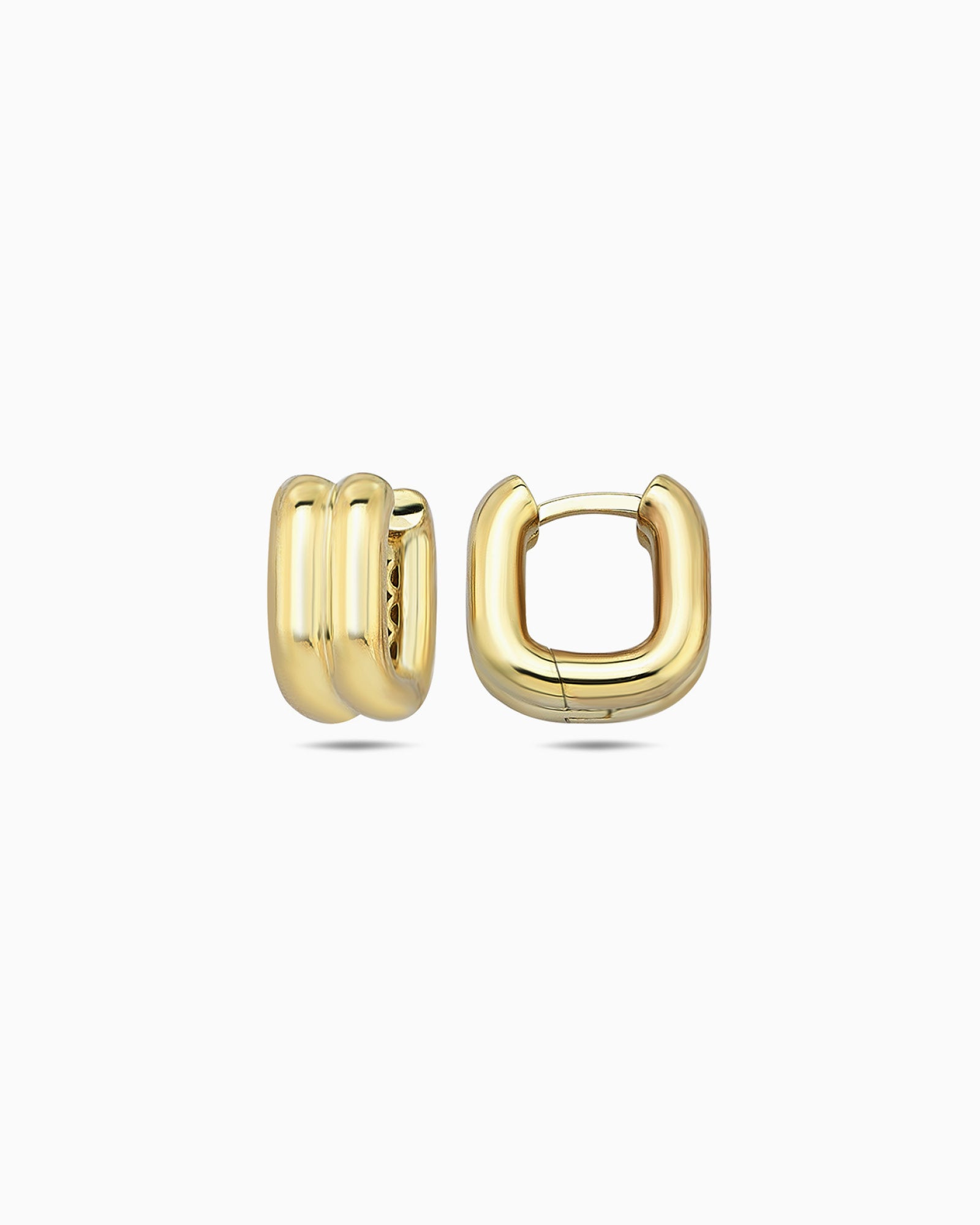 Glow 9K Gold Double Row Creole Huggies