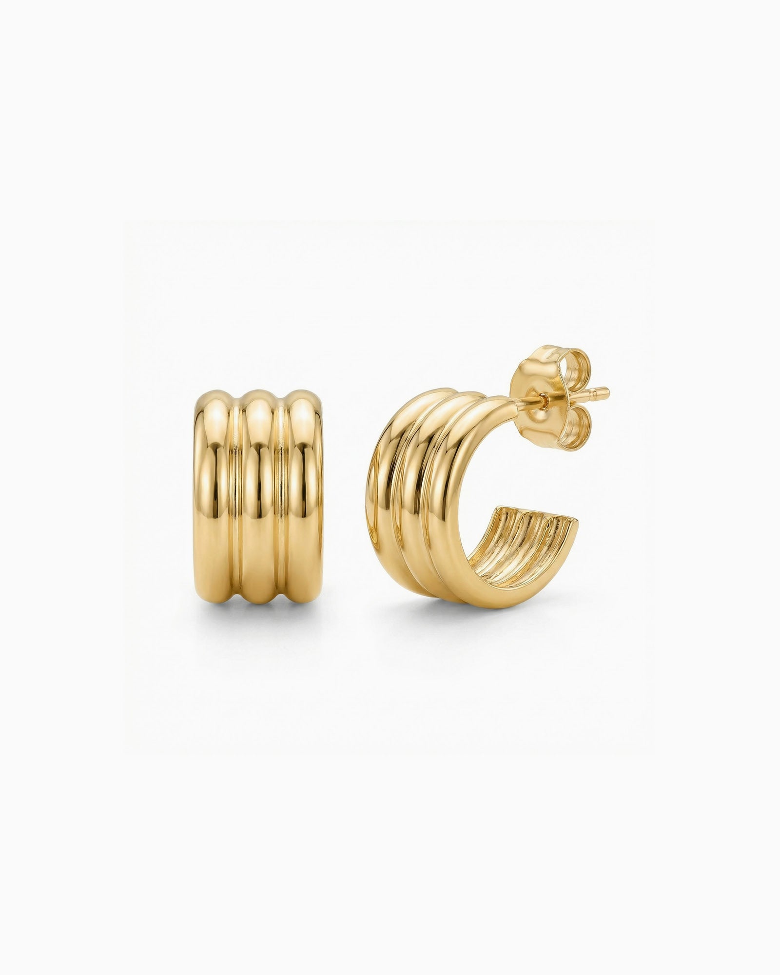 Glow 9K Gold Triple Row Earrings