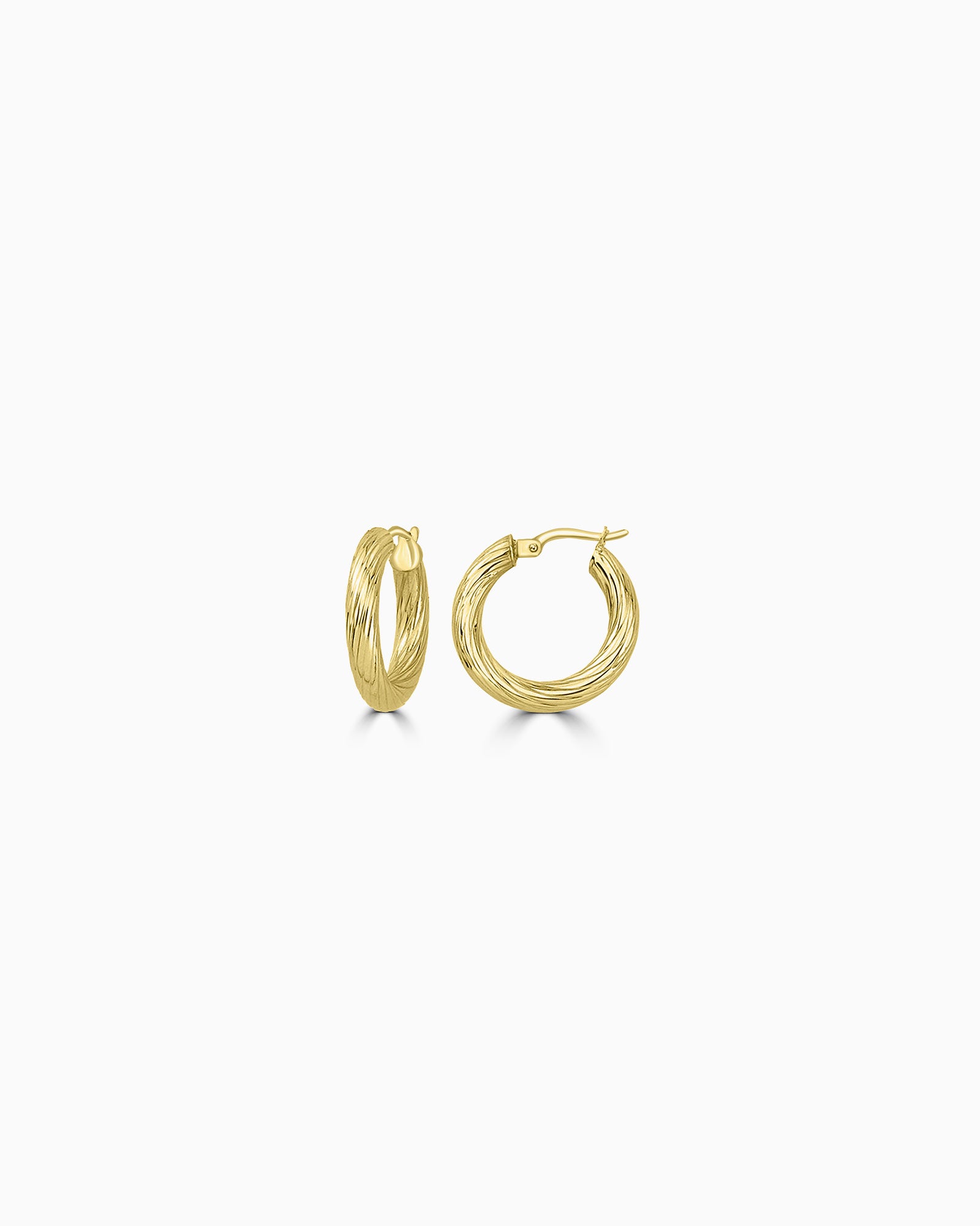 Essentials 9K Gold Textured 15mm Hoops