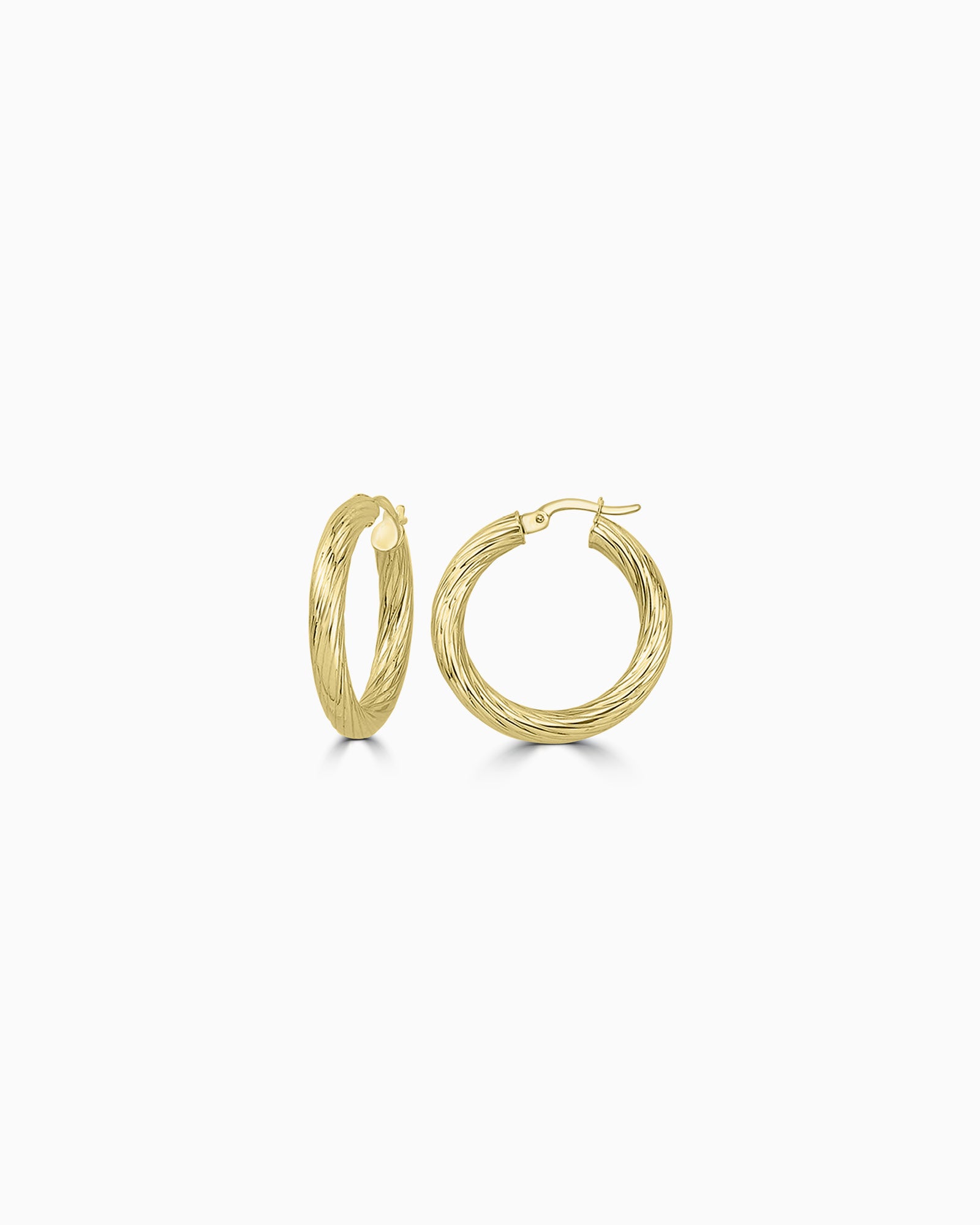 Essentials 9K Gold Textured 20mm Hoops