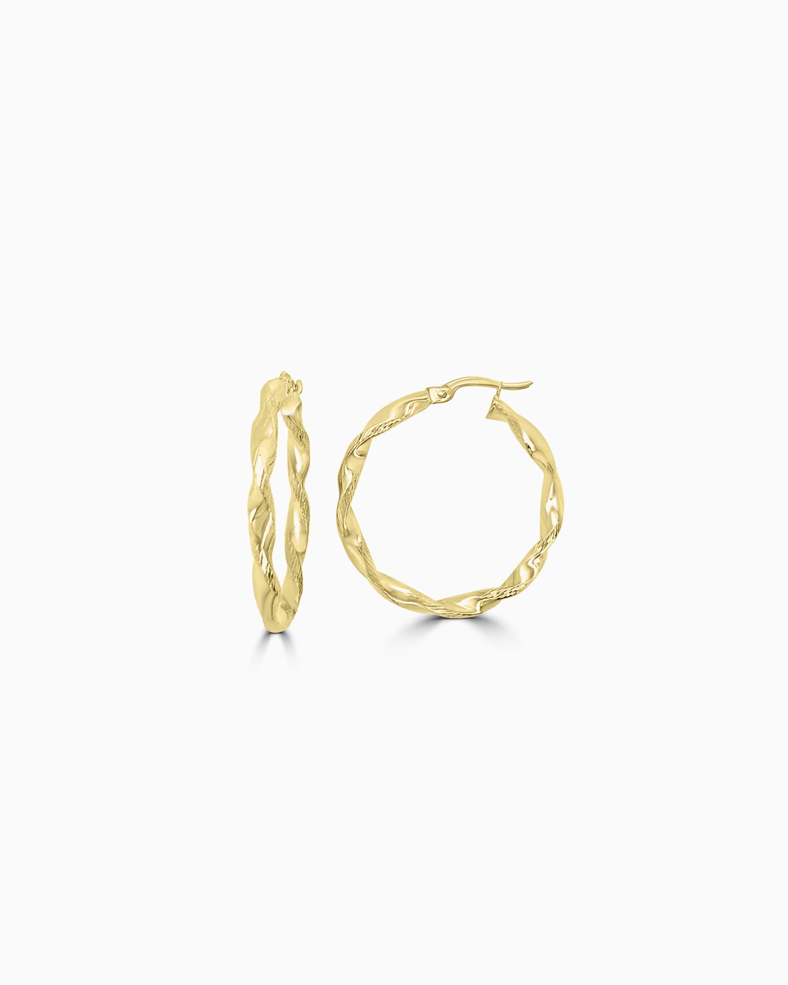 Essentials 9K Gold Twisted 25mm Hoops