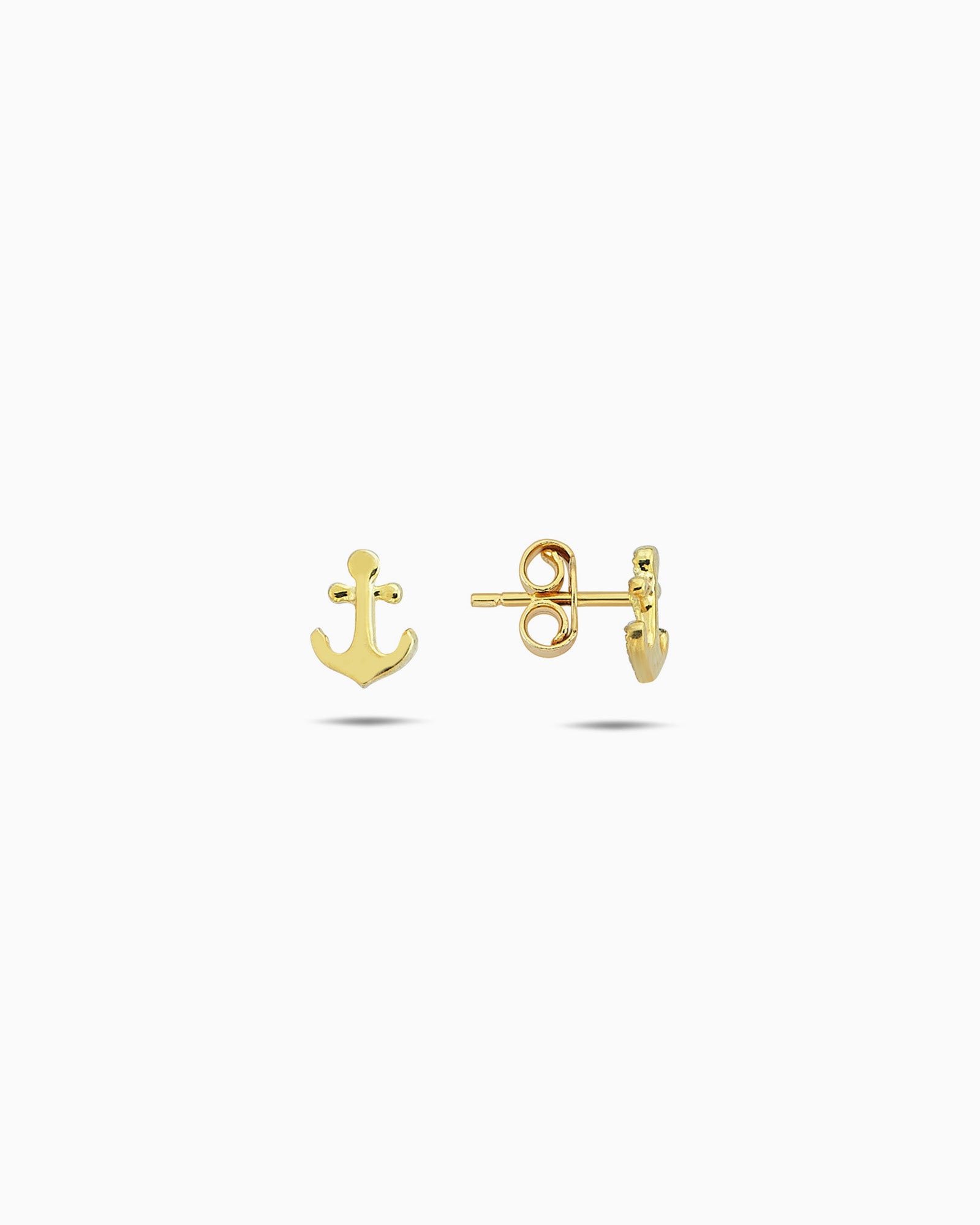 Oceane 9K Gold Anchor Stud Earrings