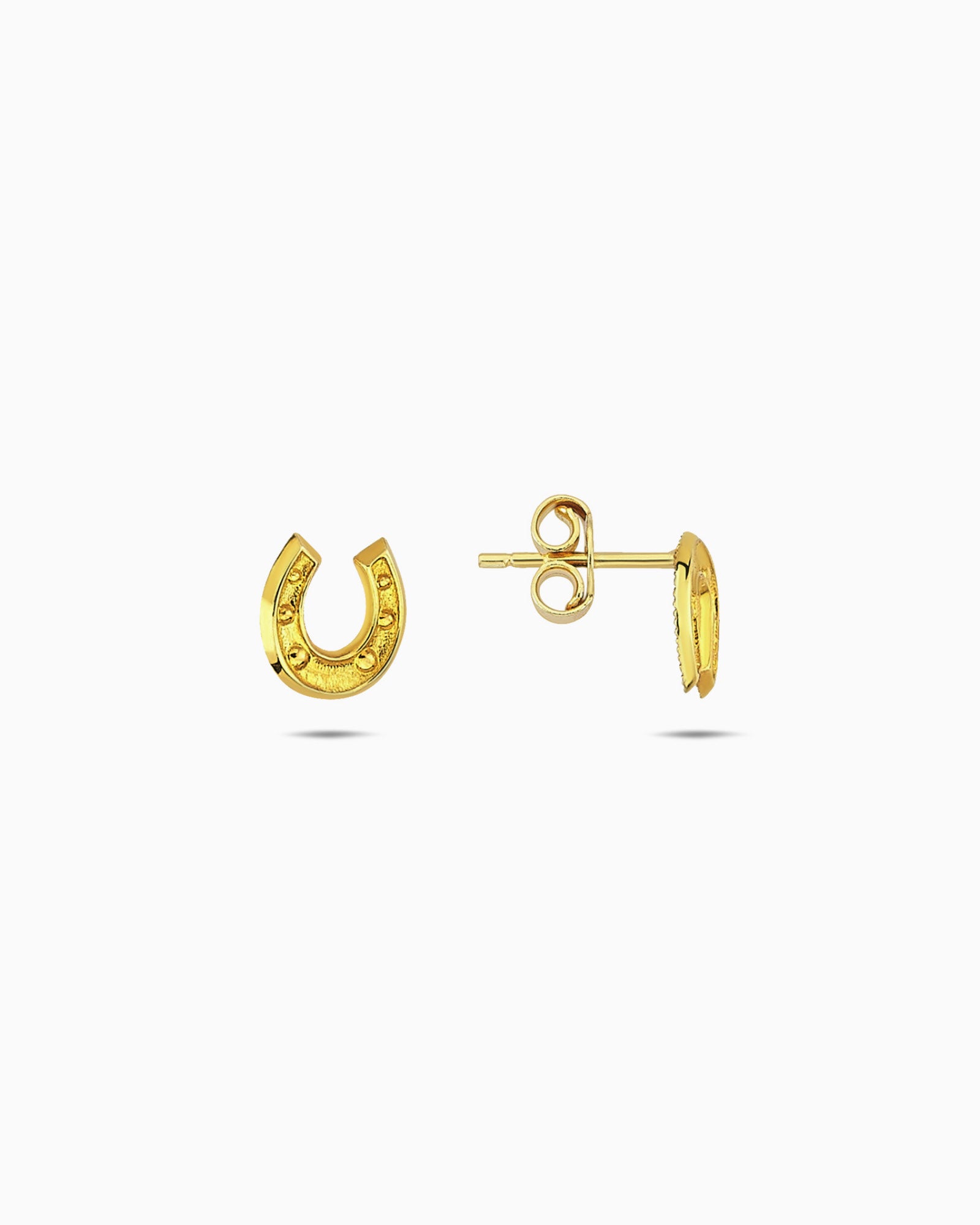 Linea 9K Gold Lucky Horseshoe Stud Earrings