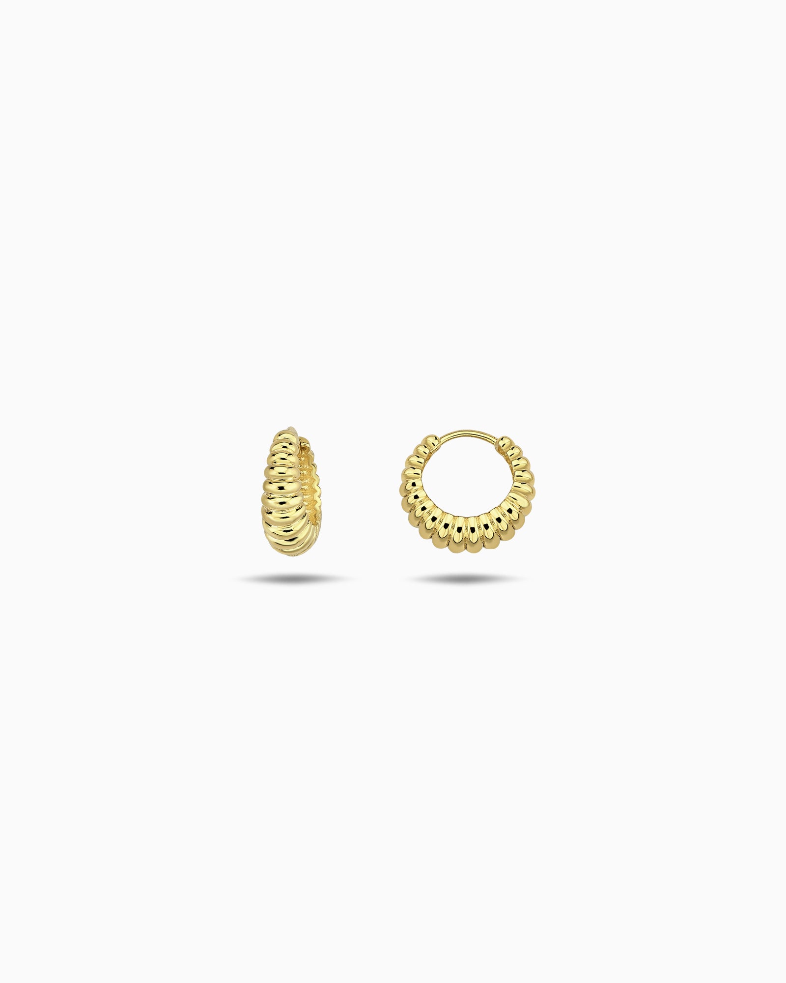 Essentials 9K Gold Ribbed Hoops