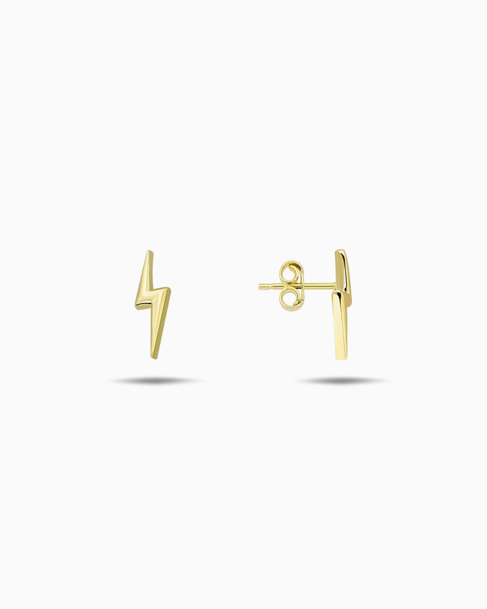Alina 9K Gold Lightning Bolt Stud Earrings