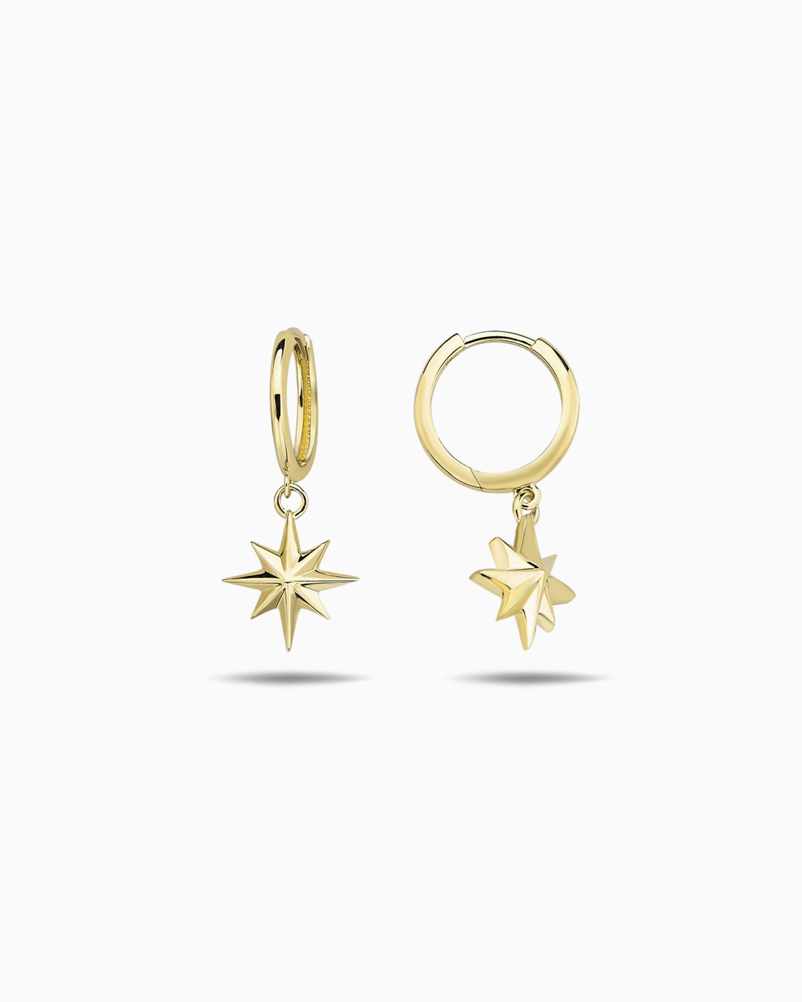 Alina 9K Gold Star Drop Huggie Earrings