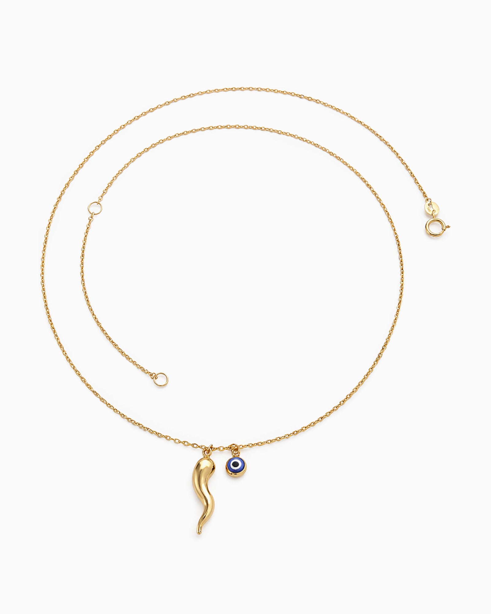 Memento 9K Gold Nazar & Gold Horn Necklace