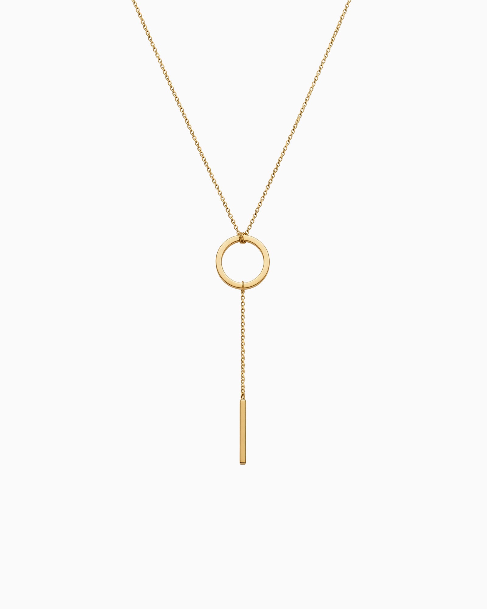 Essentials 9K Gold Circle & Bar 'Y' Necklace