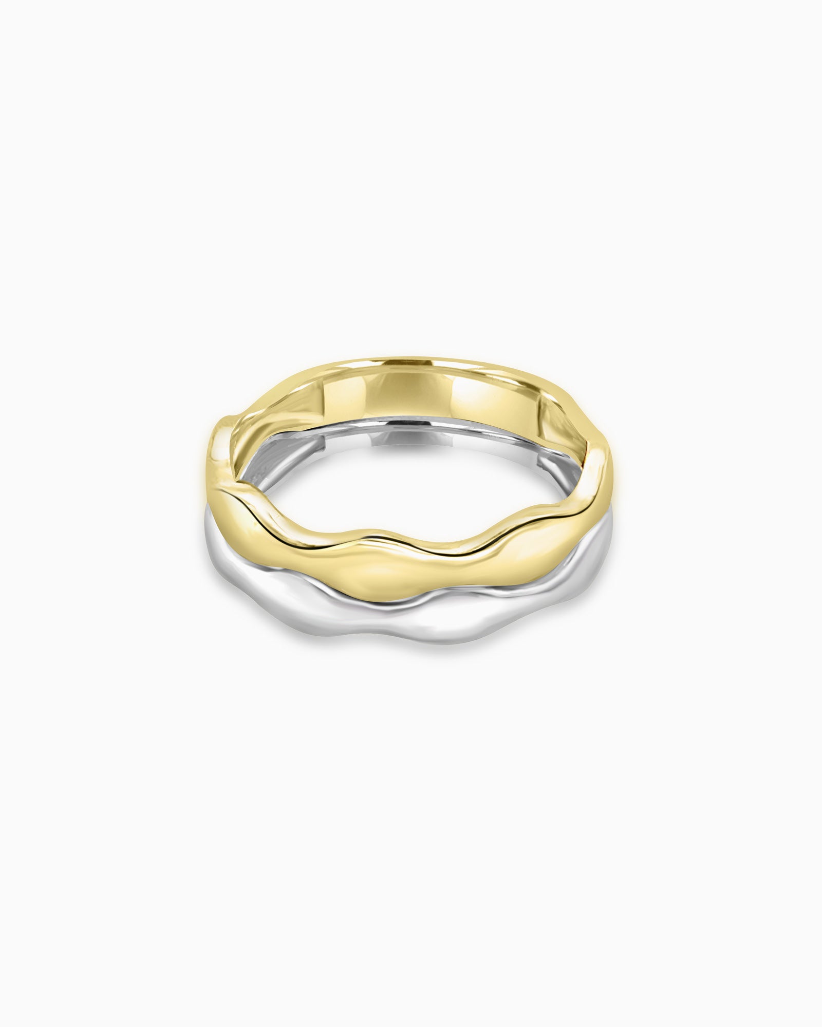 Oceane 9K Gold Two-Tone Double Wave Ring