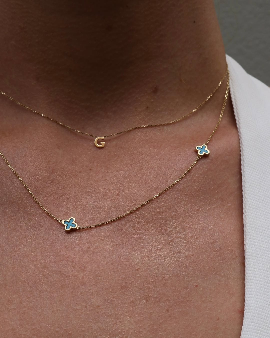 Alina 9K Gold Turquoise Petal Necklace