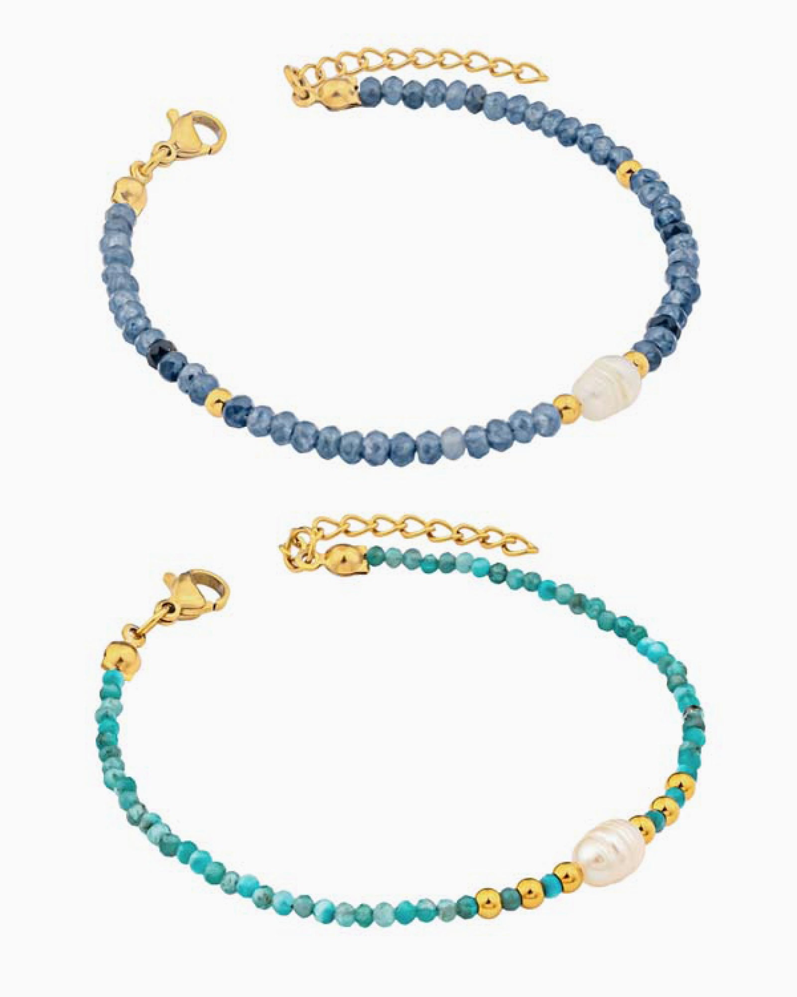 Solara Jade Apatite & Freshwater Pearl Bracelet Set