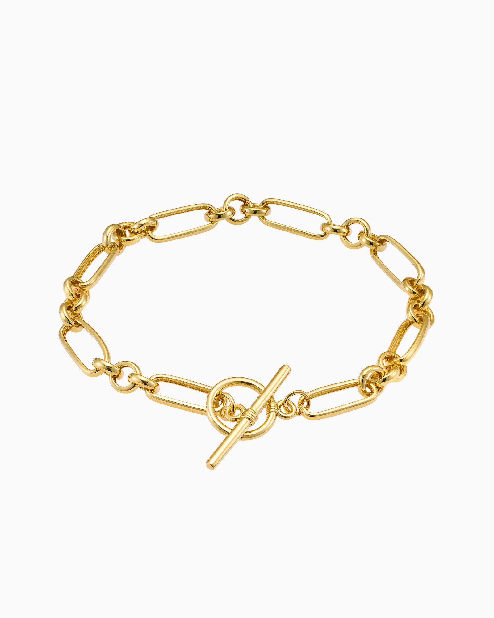 Lustre 14k Gold Vermeil Alternate Link T-Bar Bracelet 19cm