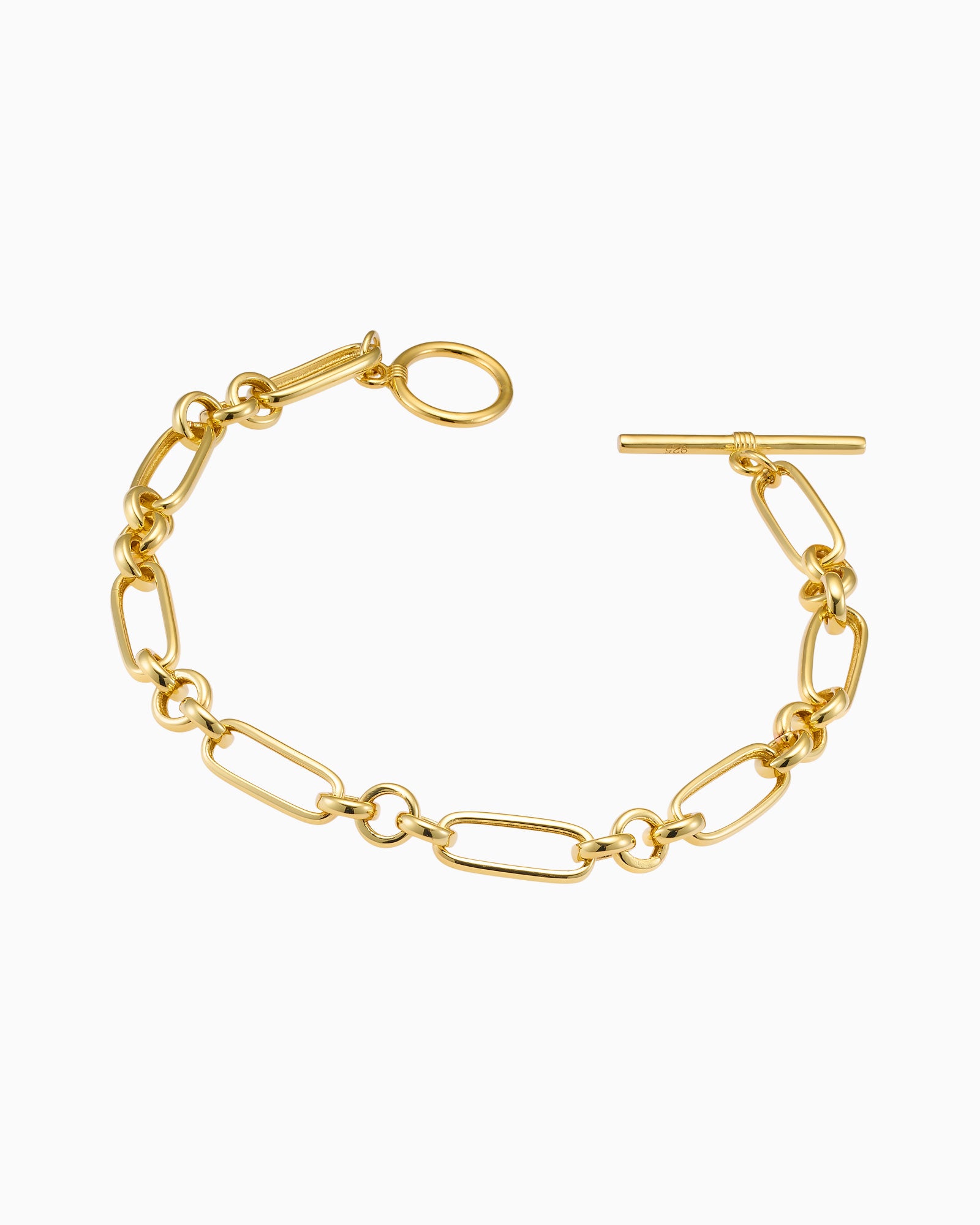 Lustre 14k Gold Vermeil Alternate Link T-Bar Bracelet 19cm