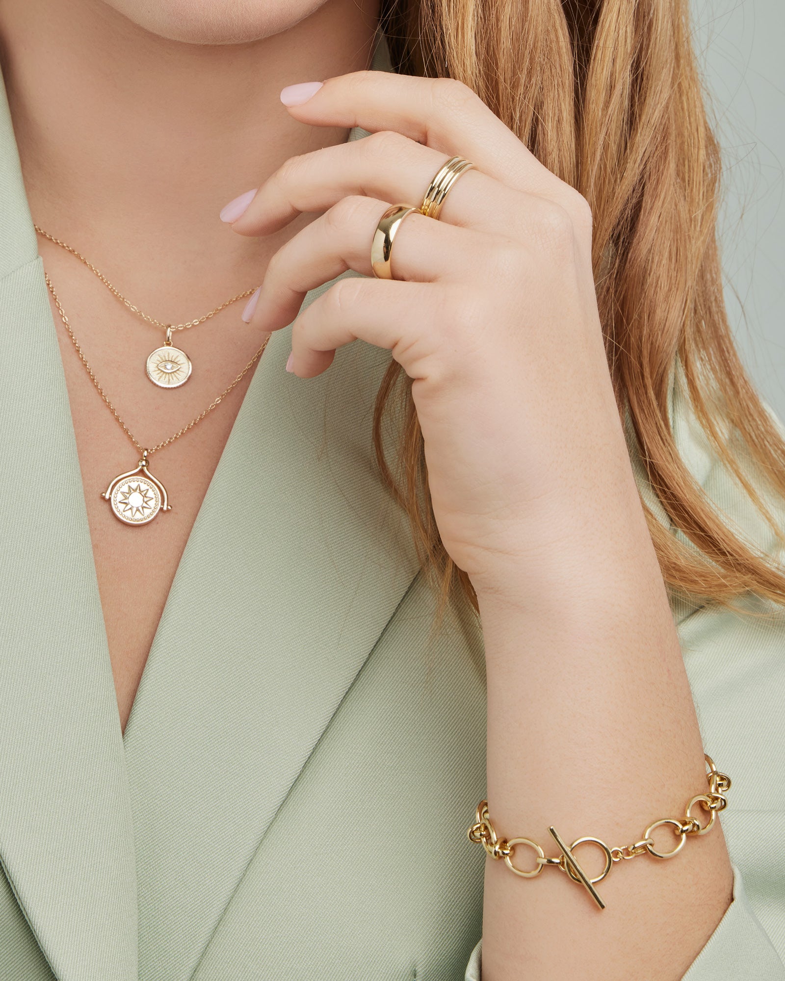 Lustre 14k Gold Vermeil Linked T-Bar Bracelet 19cm