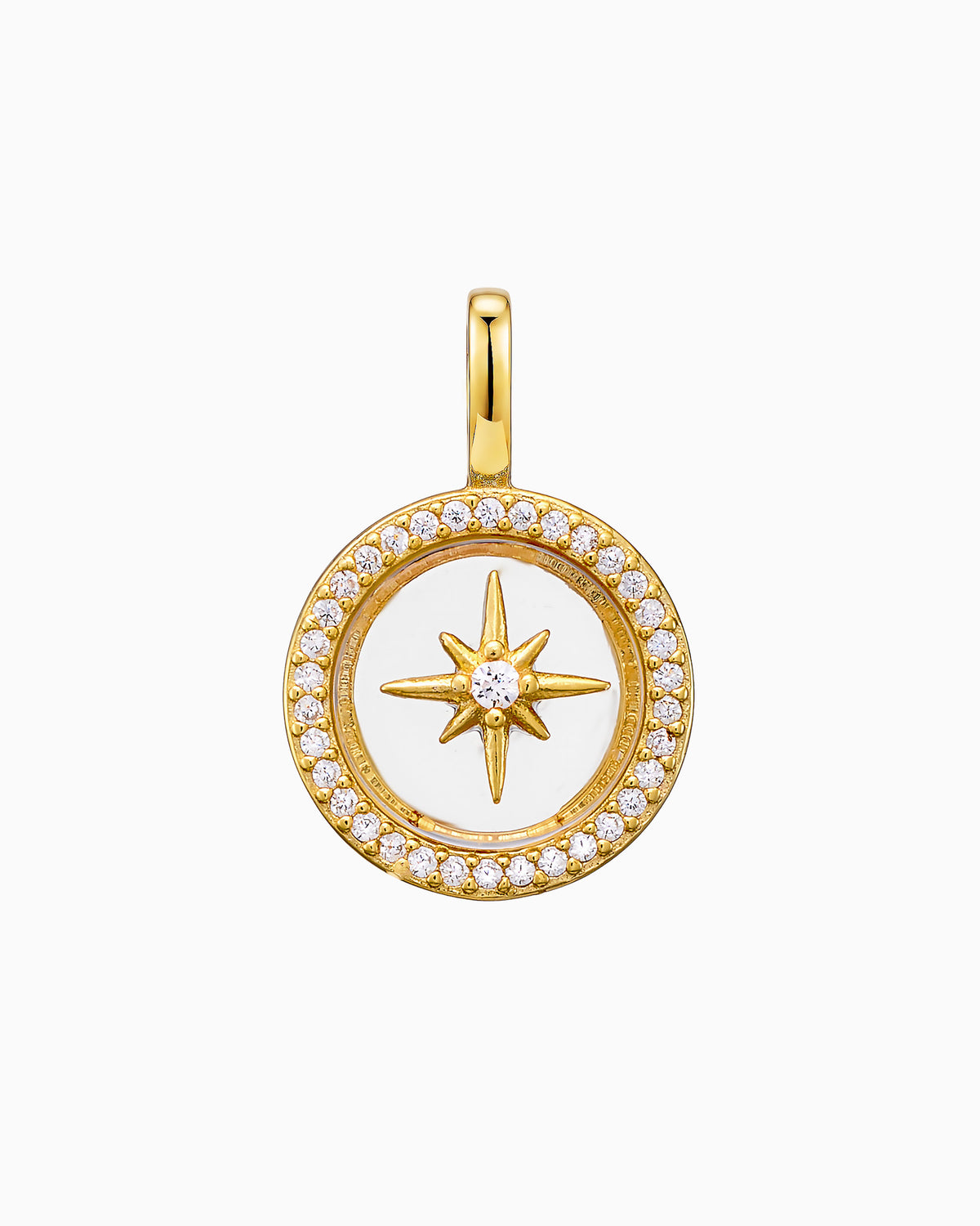 Charmed 14k Gold Vermeil White Cubic Zirconia Star Disc Charm