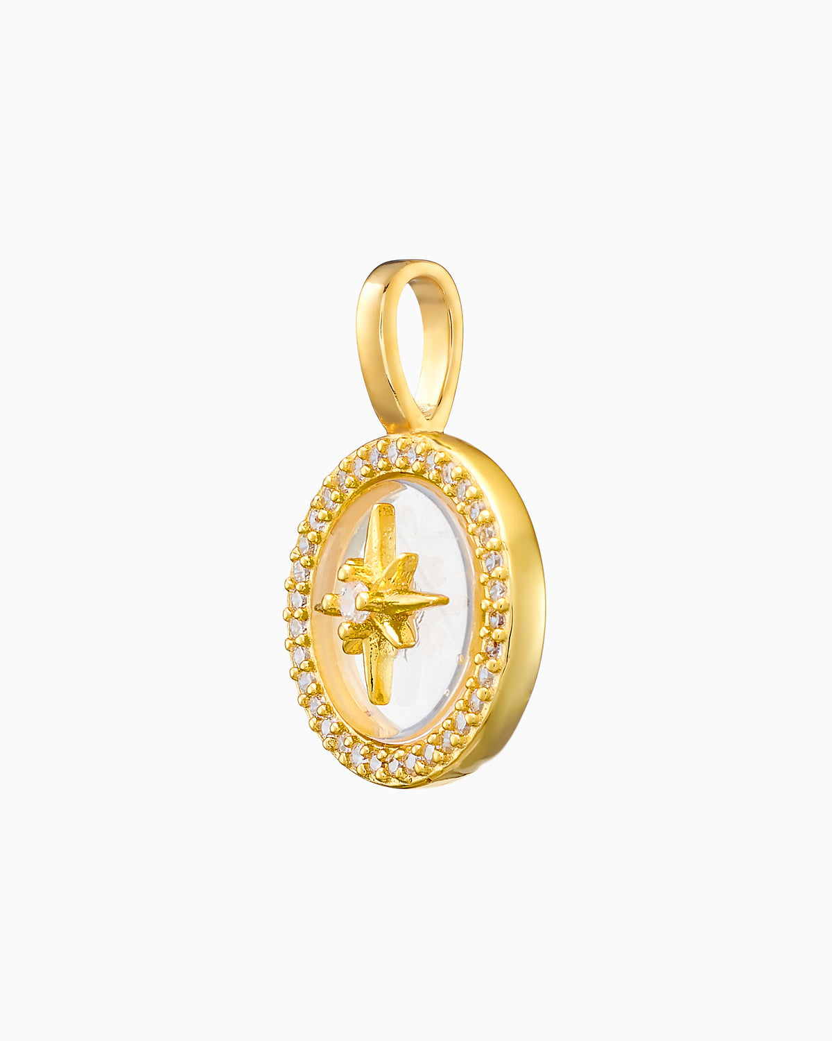 Charmed 14k Gold Vermeil White Cubic Zirconia Star Disc Charm