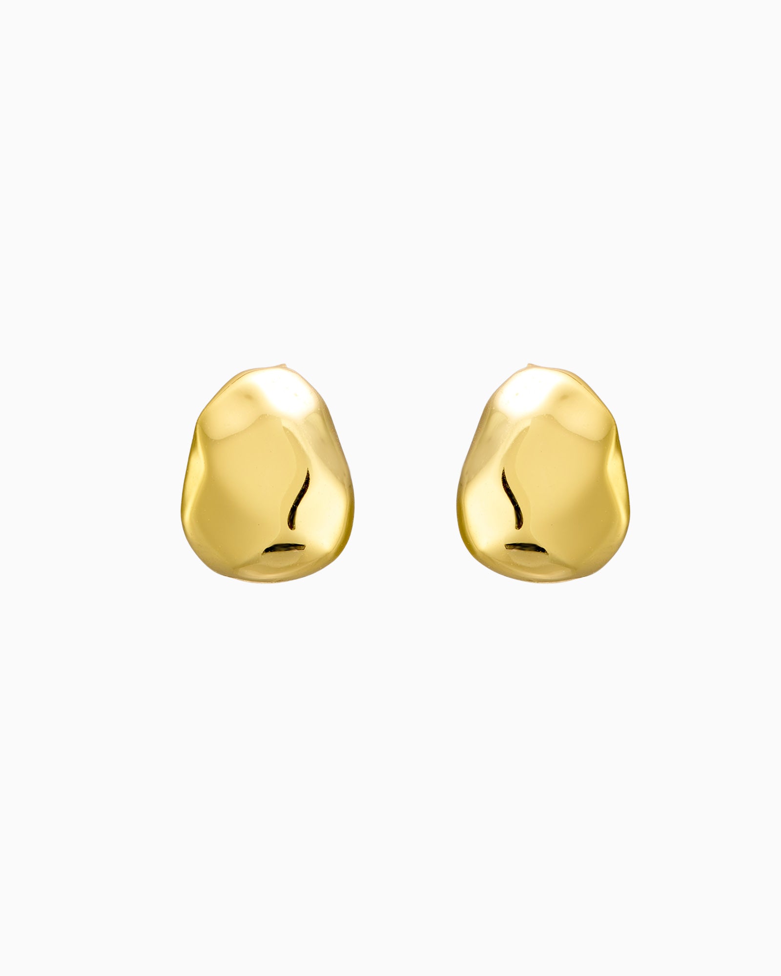 Lustre 14k Gold Vermeil Faceted Plain Bean Stud Earrings