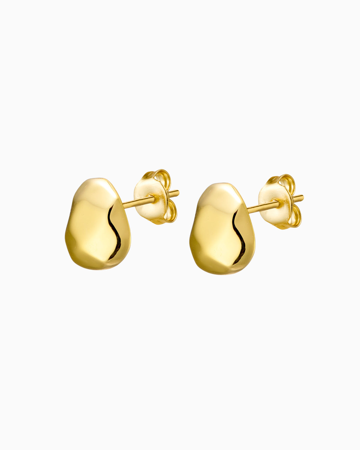 Lustre 14k Gold Vermeil Faceted Plain Bean Stud Earrings