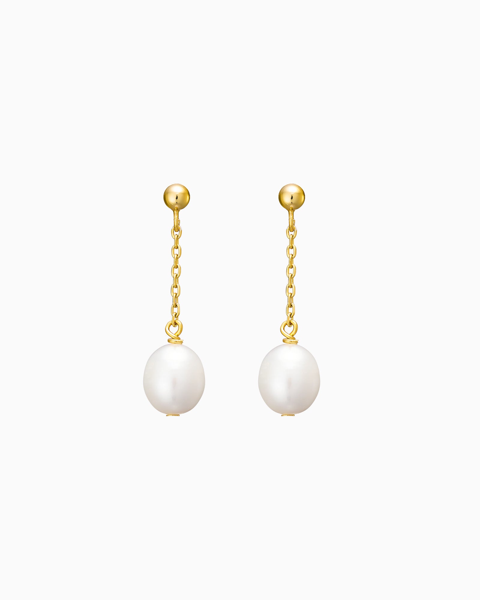 Perla 14k Gold Vermeil Pearl Chain Drop Stud Earrings