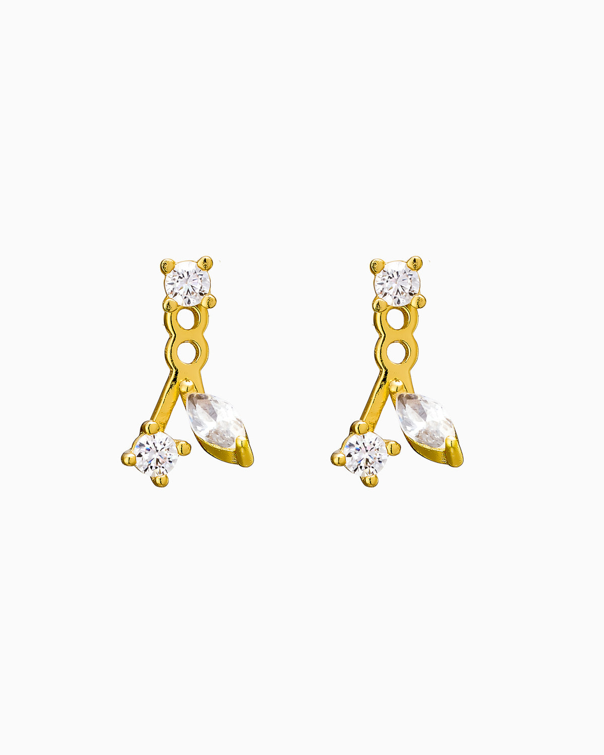 Elevate 14k Gold Vermeil Round Marquise Cubic Zirconia Ear Jacket