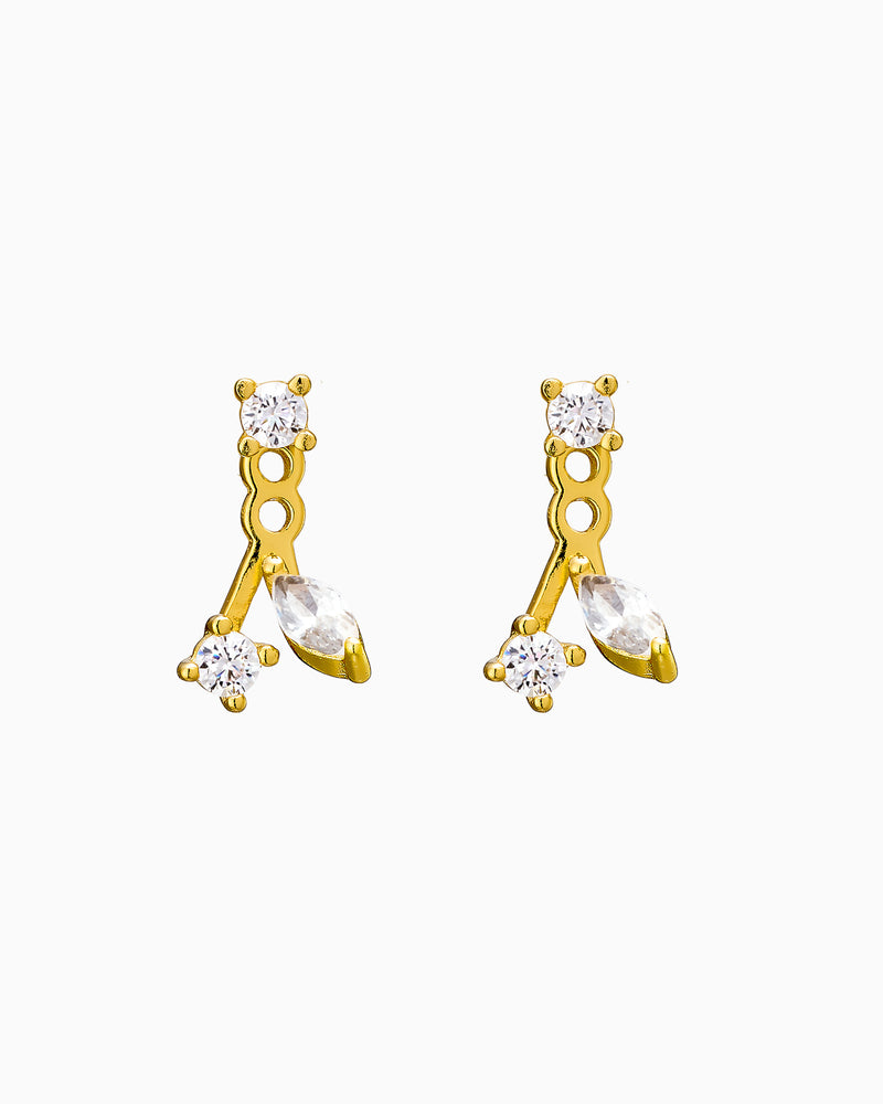 Elevate 14k Gold Vermeil Round Marquise Cubic Zirconia Ear Jacket
