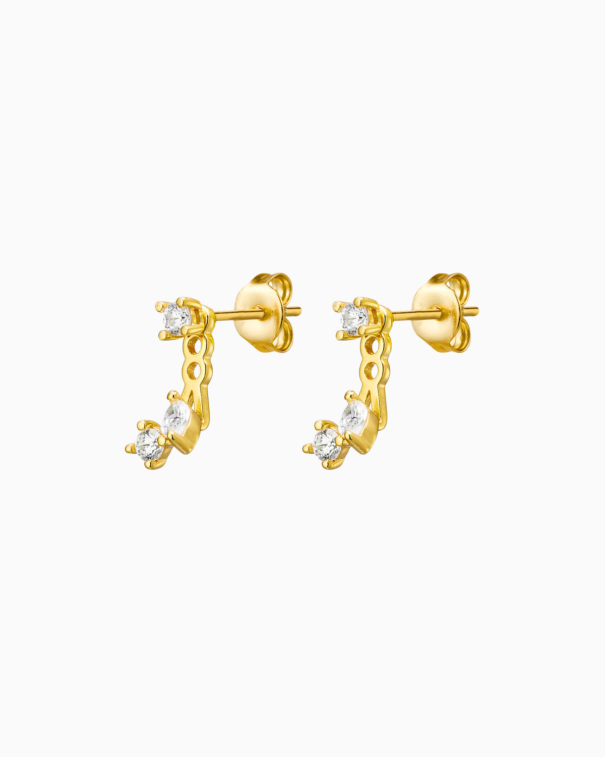 Elevate 14k Gold Vermeil Round Marquise Cubic Zirconia Ear Jacket
