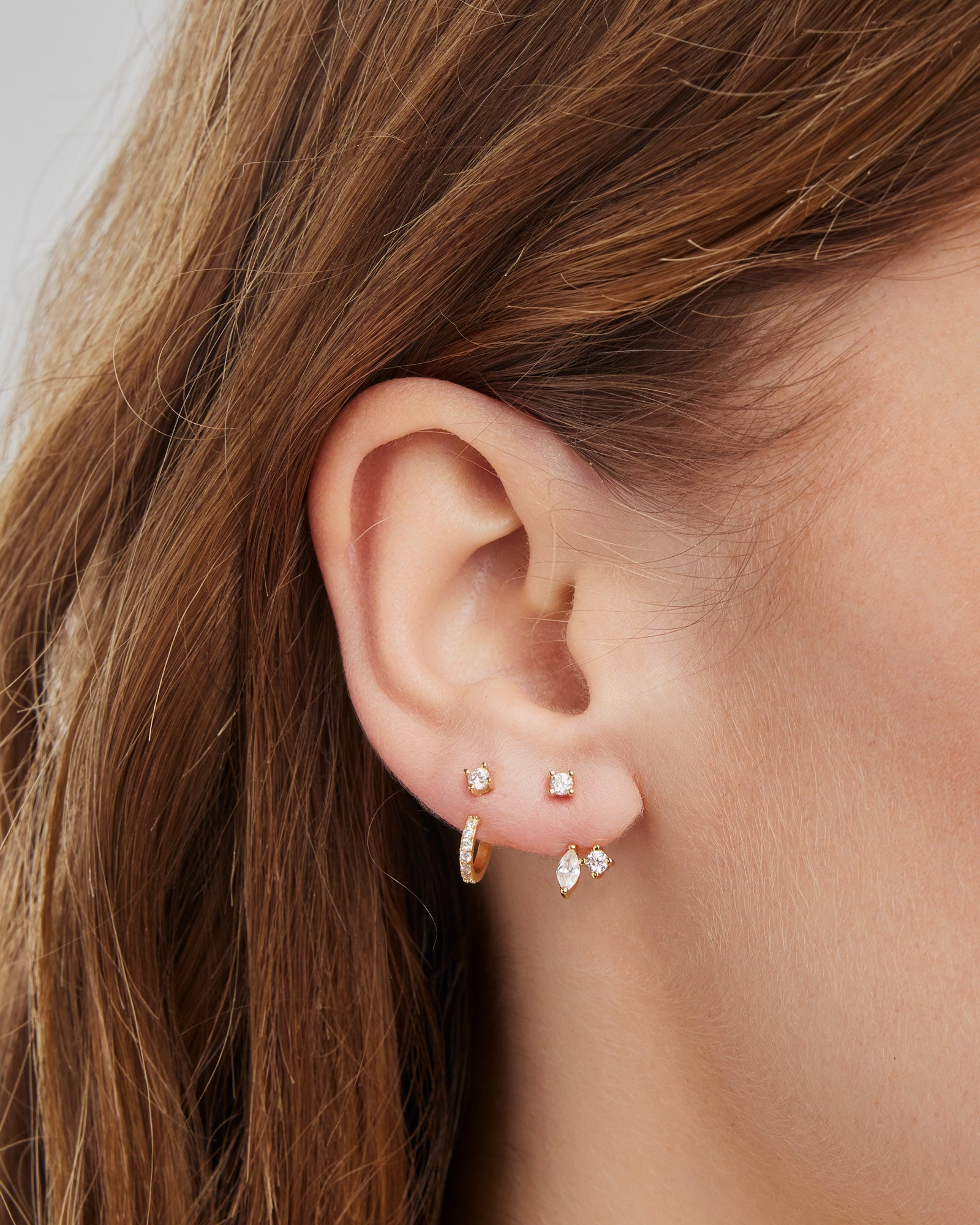 Elevate 14k Gold Vermeil Round Marquise Cubic Zirconia Ear Jacket