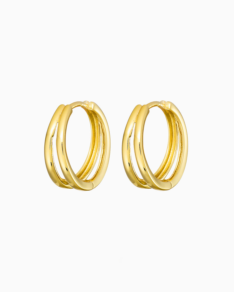 Icon 14k Gold Vermeil Double Hoop Huggies