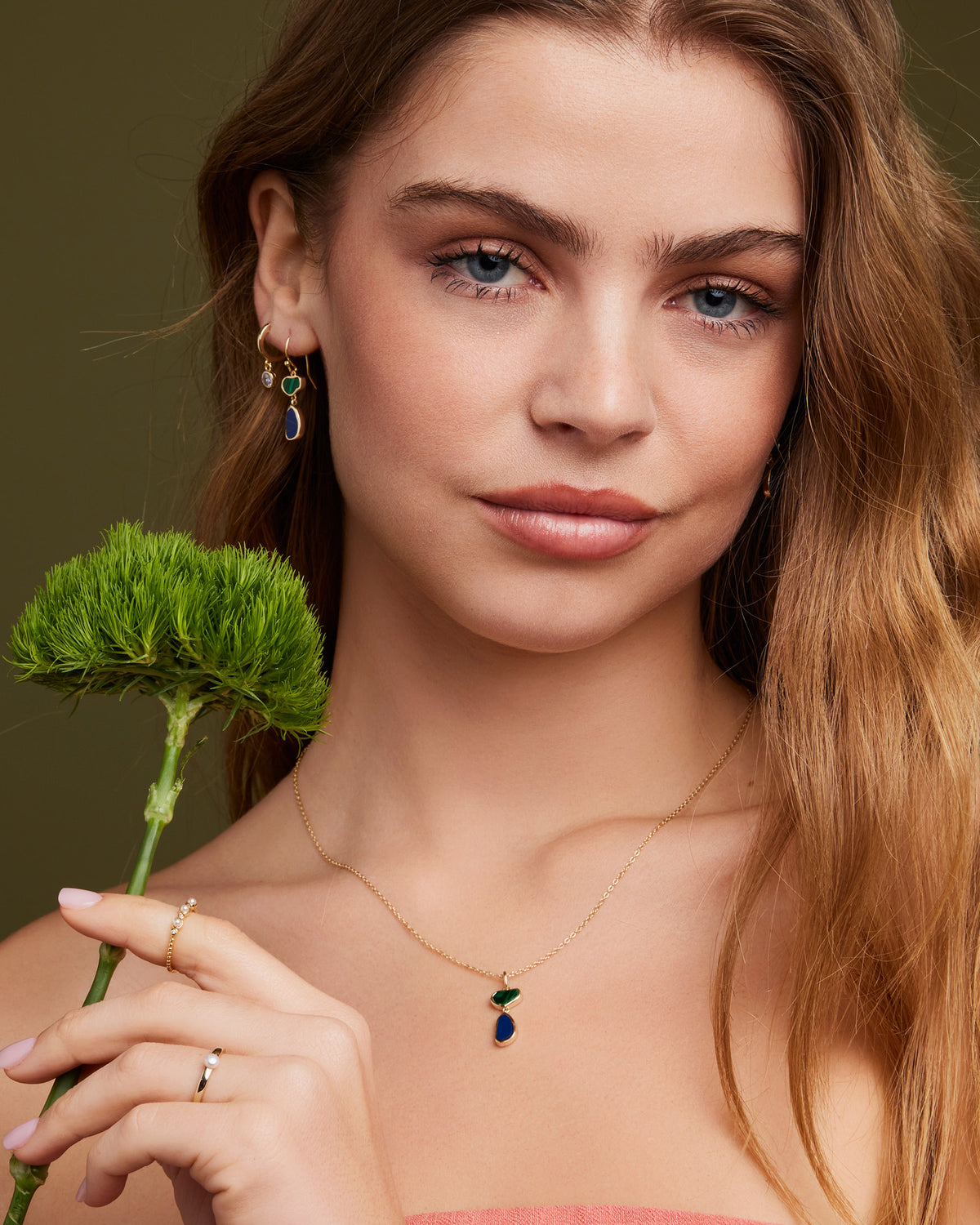Prism 14k Gold Vermeil Malachite/Lapis Hook Earrings