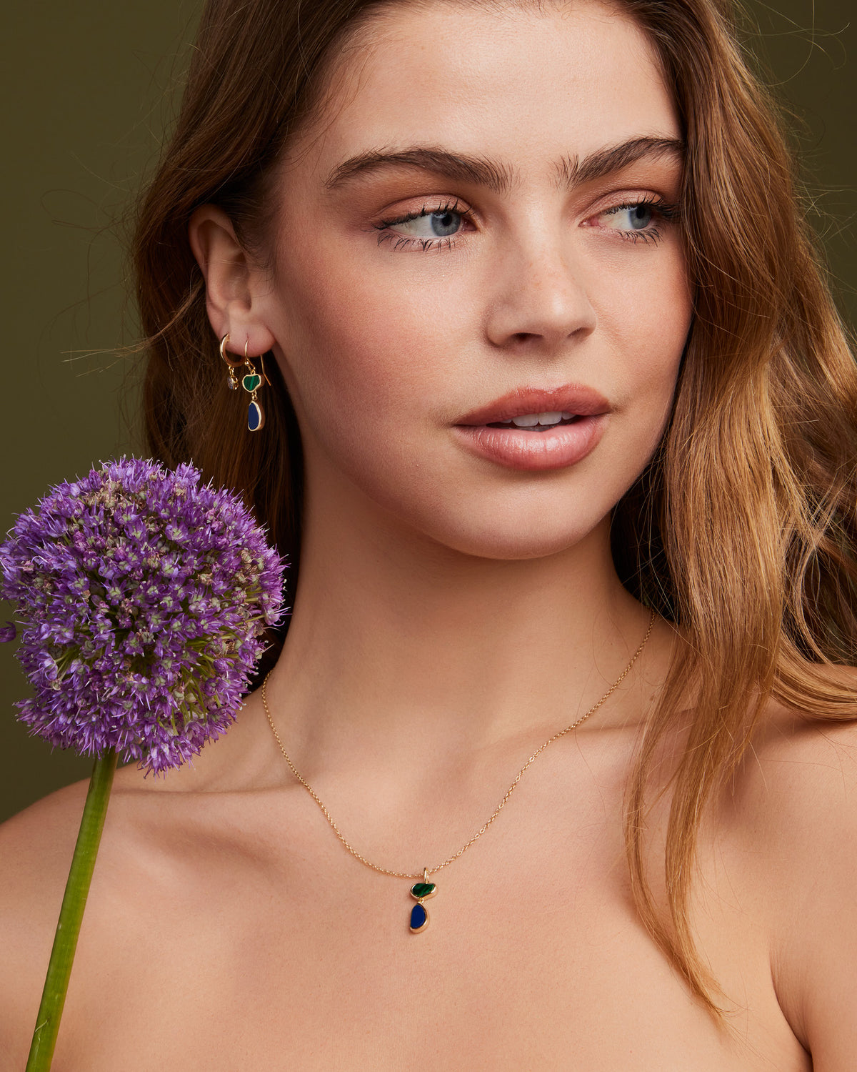 Prism 14k Gold Vermeil Malachite/Lapis Hook Earrings