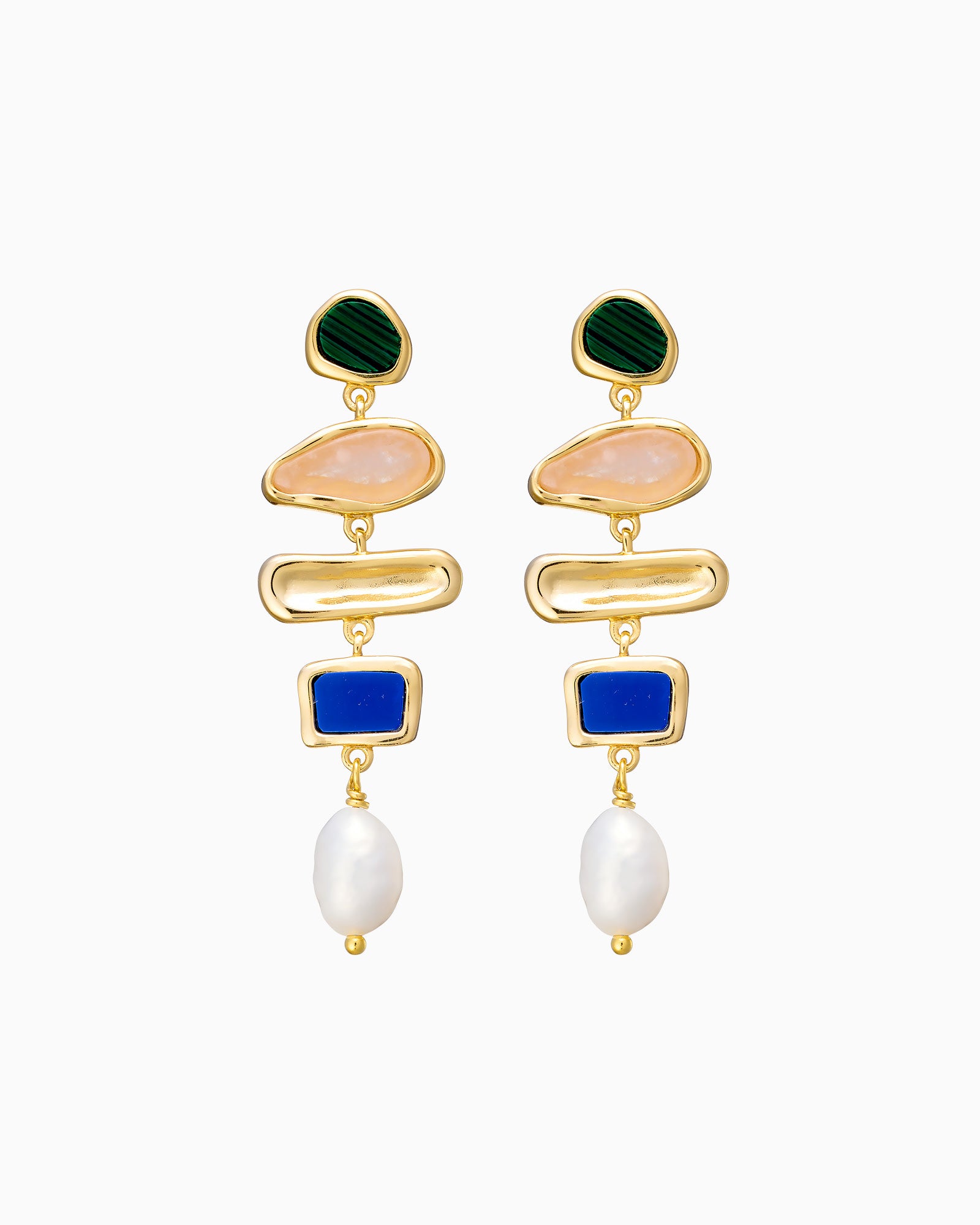 Prism 14k Gold Vermeil Multistone Pearl Drop Earring