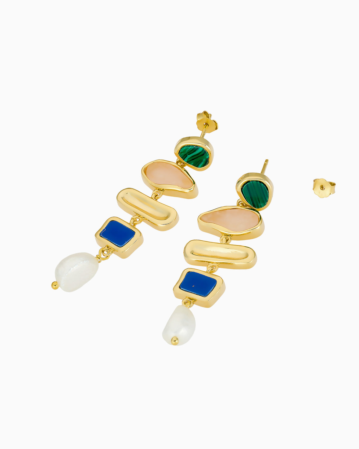Prism 14k Gold Vermeil Multistone Pearl Drop Earring
