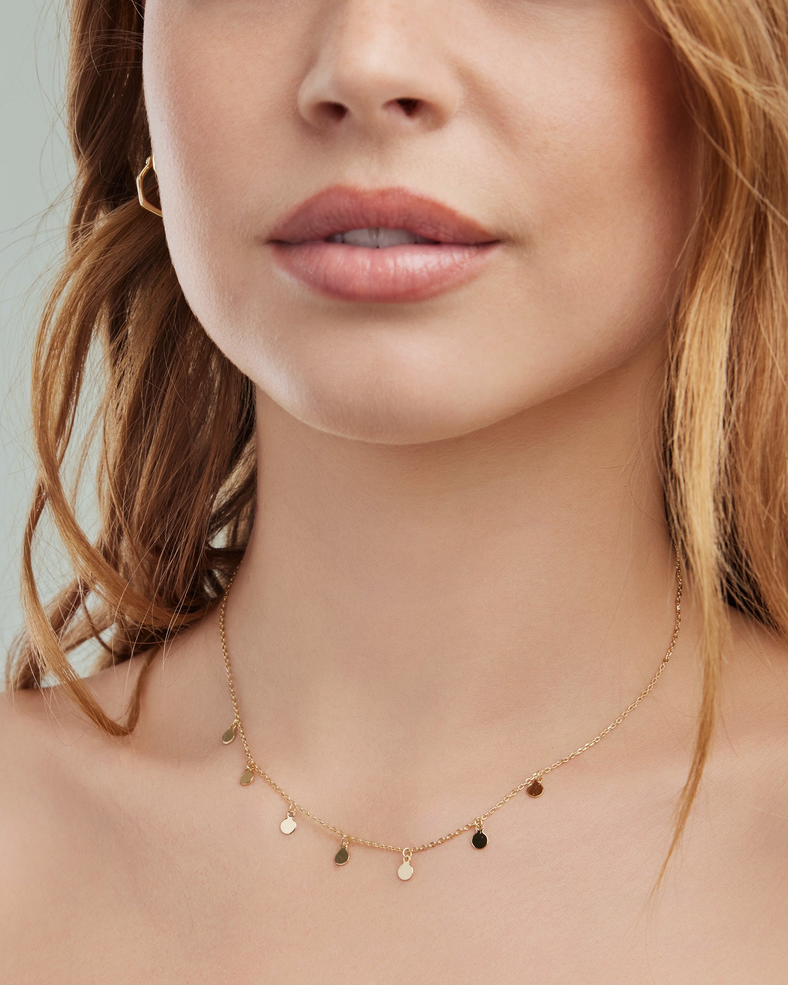 Lustre 14k Gold Vermeil Plain Disc Drop Necklace