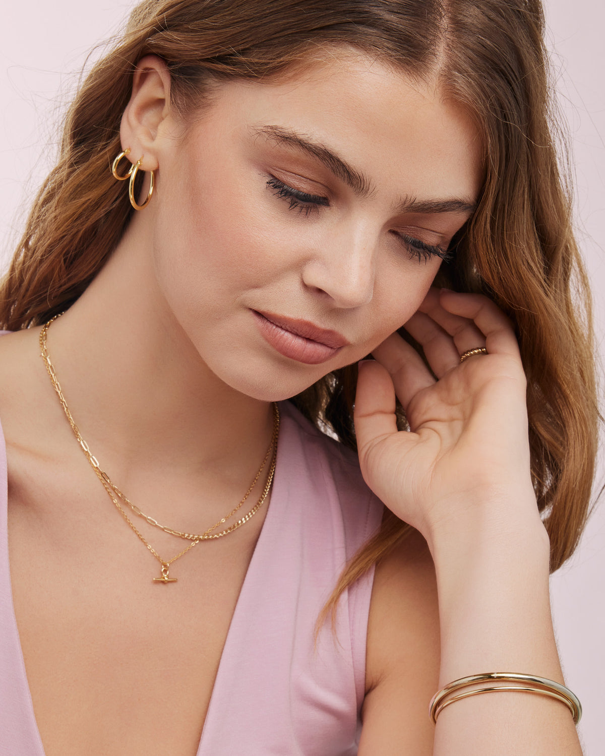 Lustre 14k Gold Vermeil Plain T-Bar Necklace