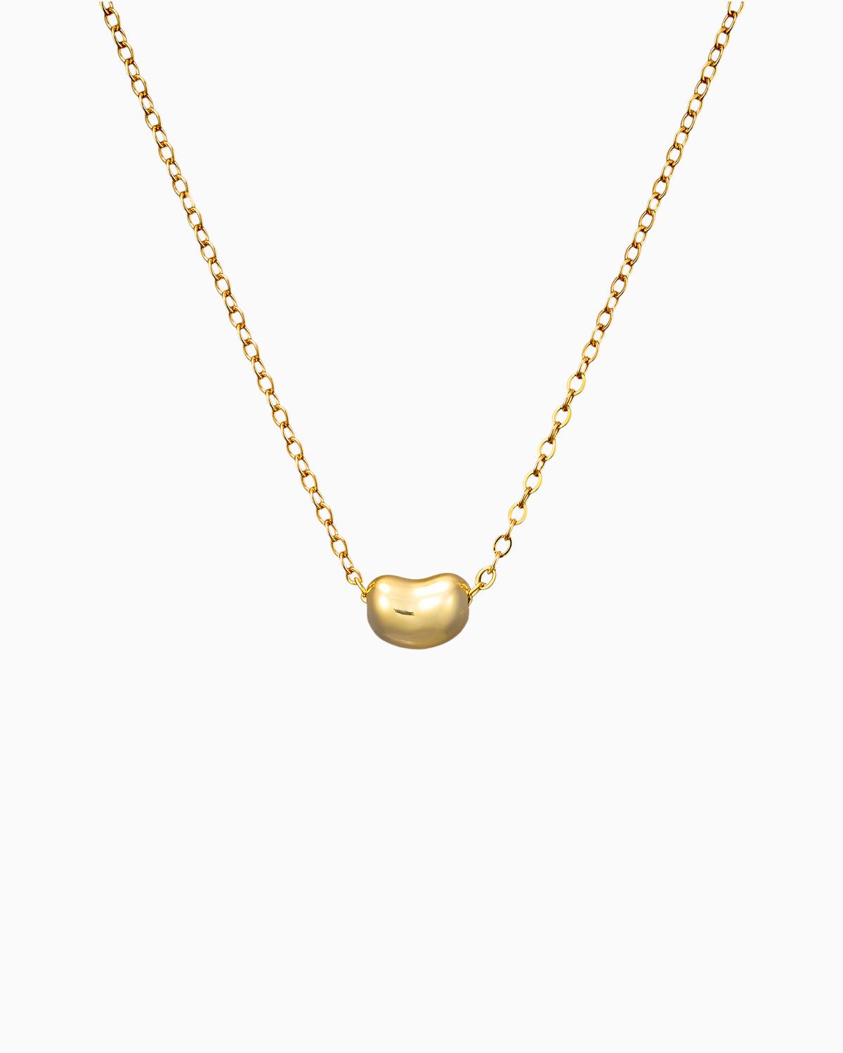 Lustre 14k Gold Vermeil Plain Bean Necklace