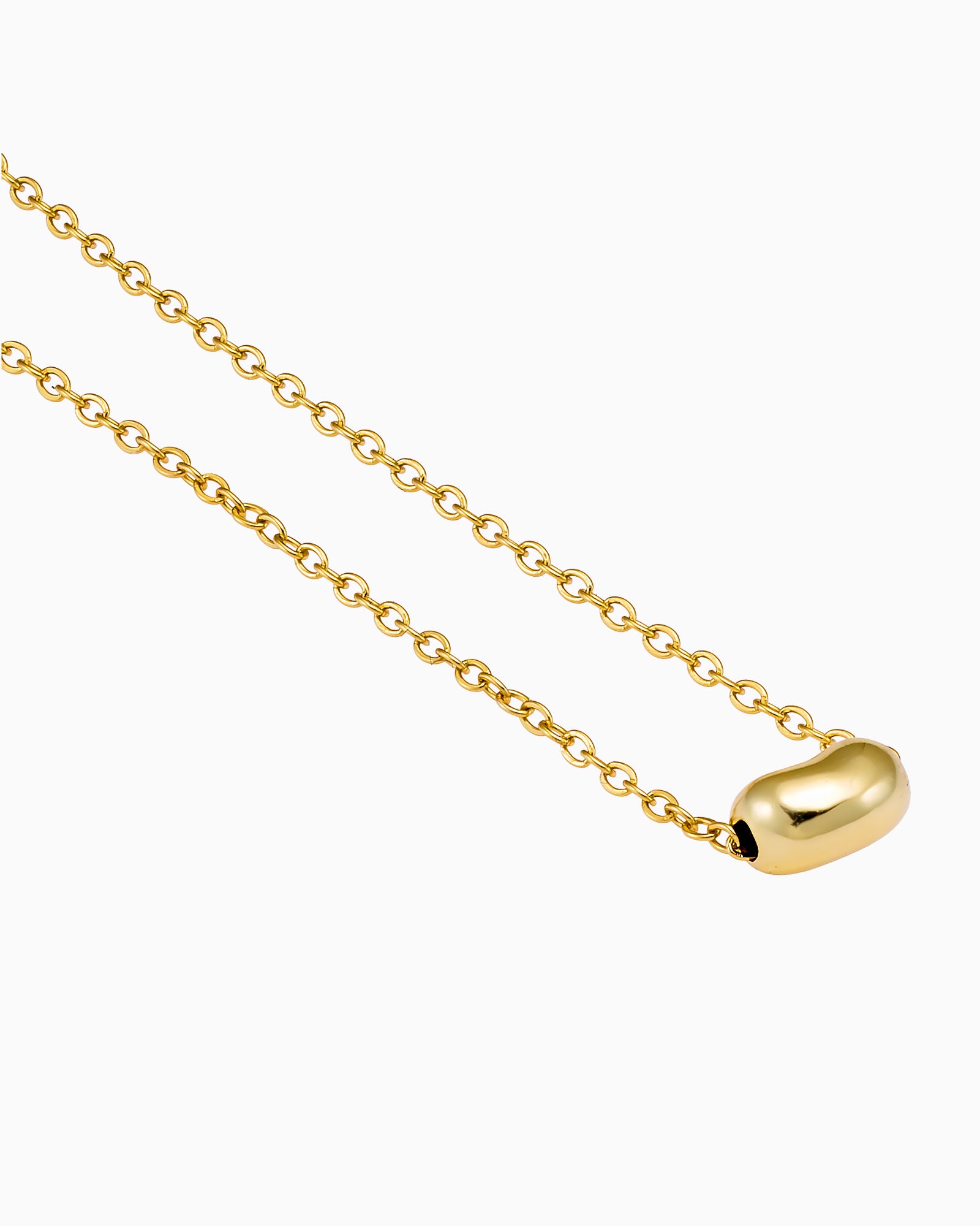Lustre 14k Gold Vermeil Plain Bean Necklace