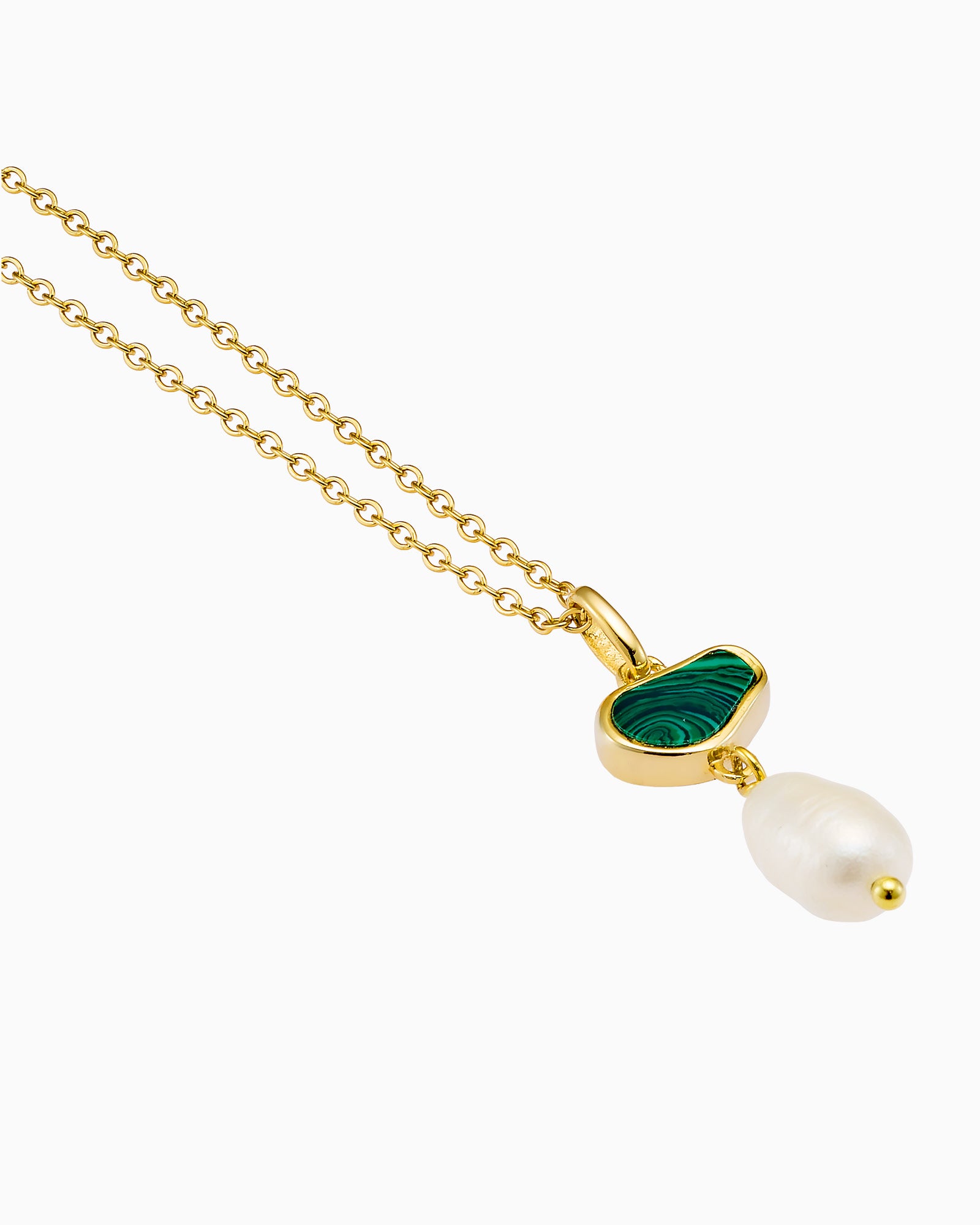 Prism 14k Gold Vermeil Malachite/Freshwater Pearl Drop Necklace