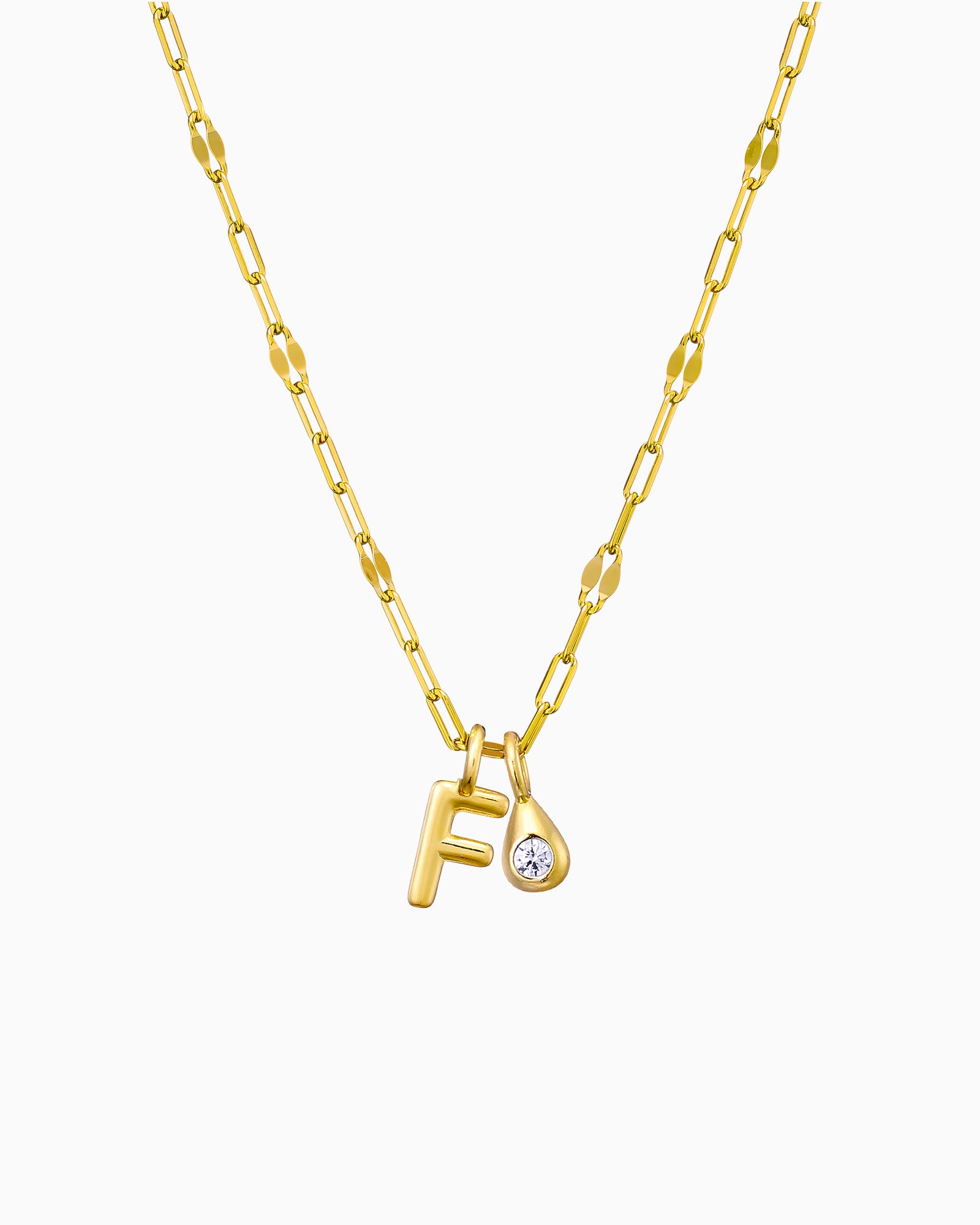 Imprint 14K Gold Vermeil F Initial Cubic Zirconia Necklace