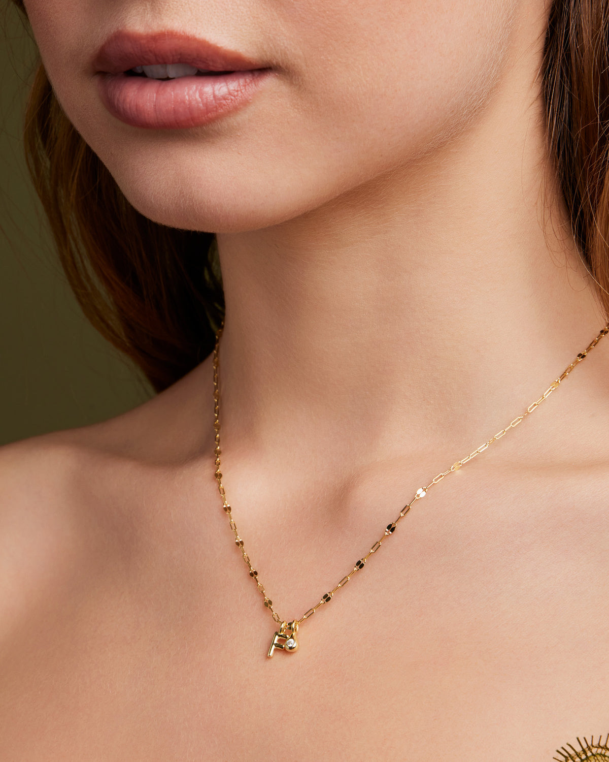 Imprint 14K Gold Vermeil F Initial Cubic Zirconia Necklace
