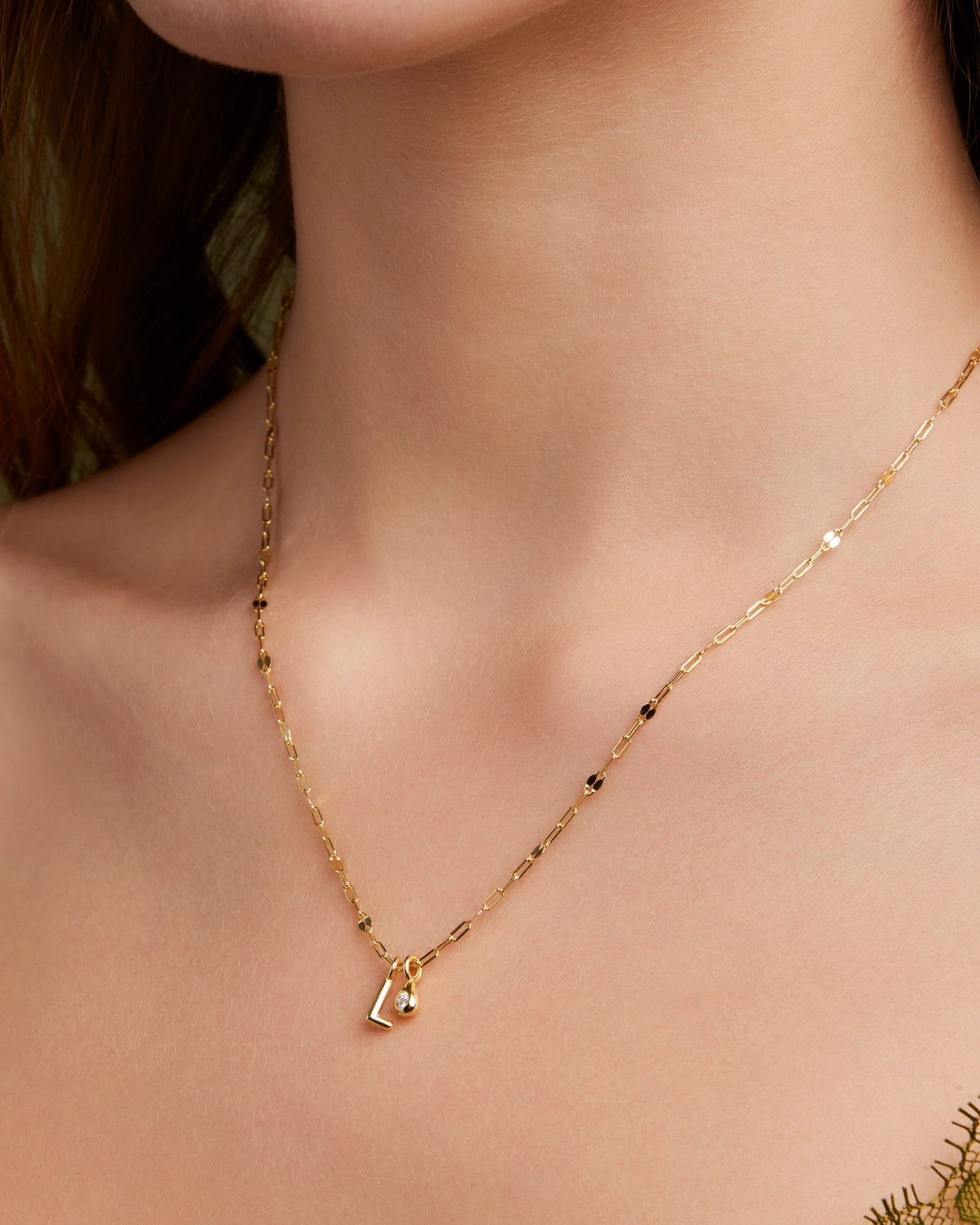 Imprint 14K Gold Vermeil L Initial Cubic Zirconia Necklace