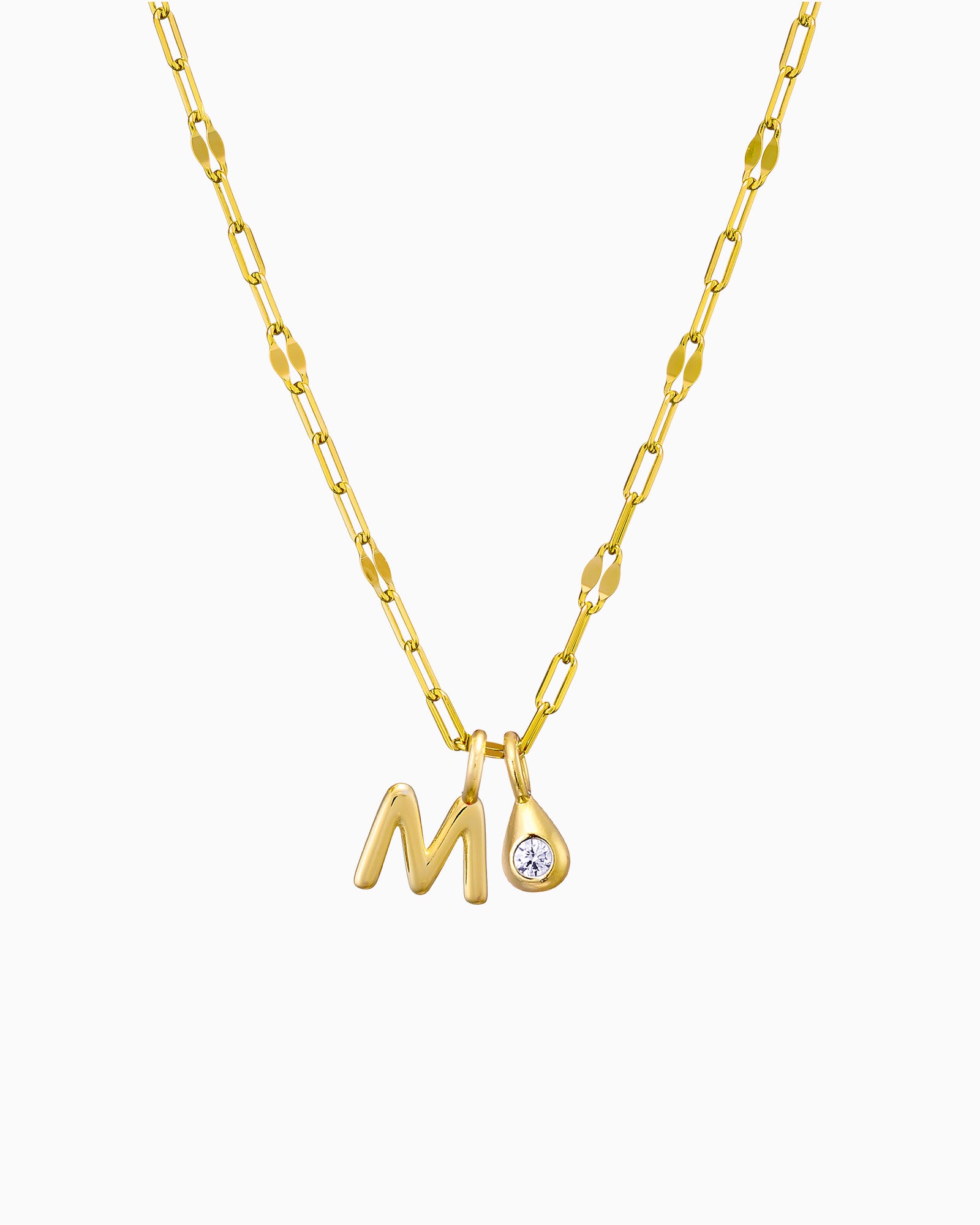 Imprint 14K Gold Vermeil M Initial Cubic Zirconia Necklace