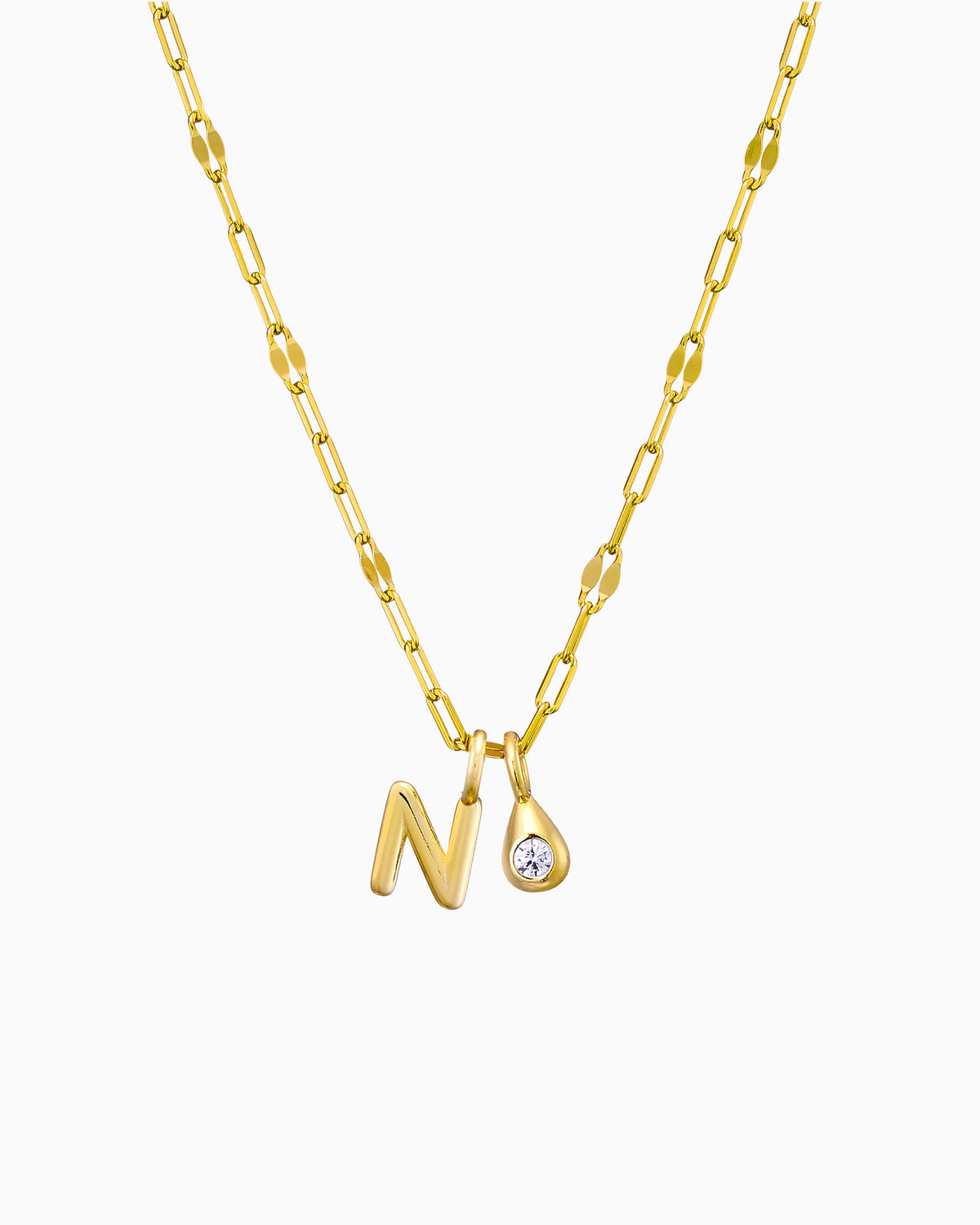 Imprint 14K Gold Vermeil N Initial Cubic Zirconia Necklace