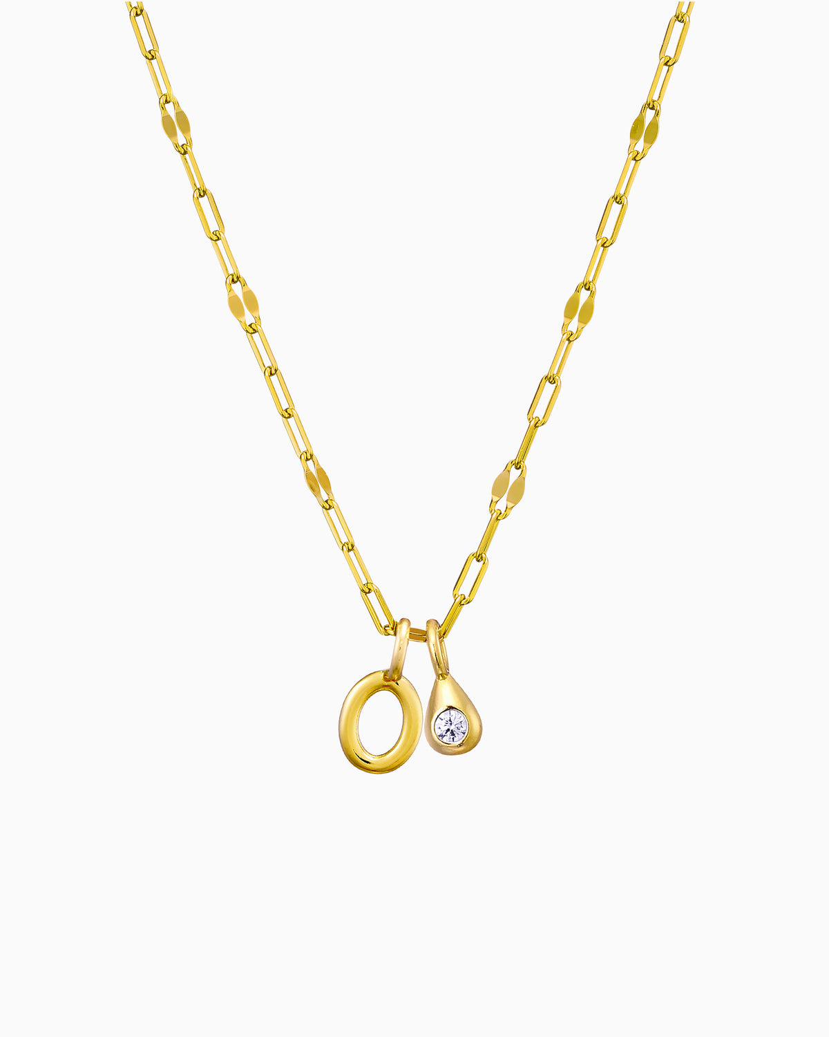 Imprint 14K Gold Vermeil O Initial Cubic Zirconia Necklace