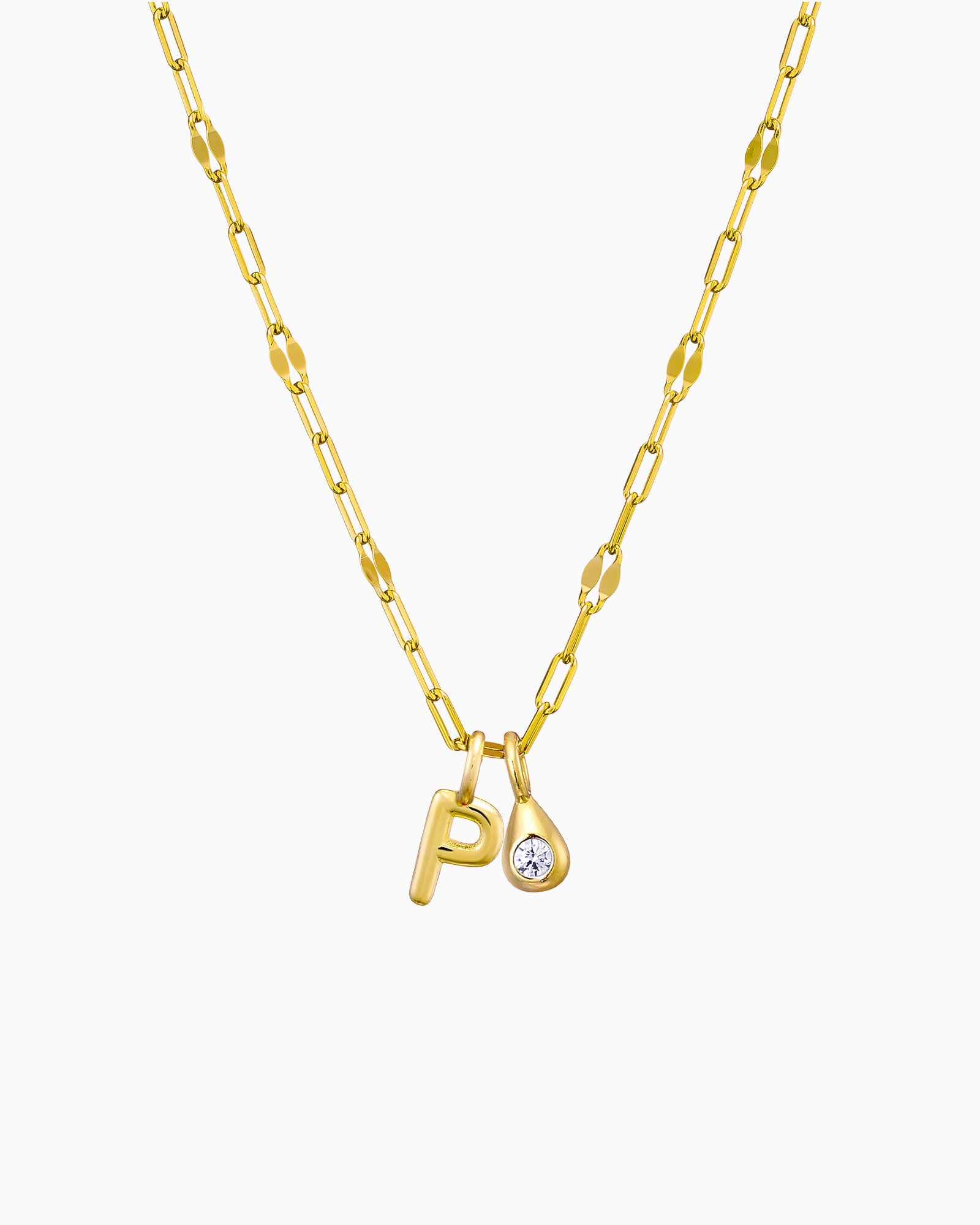 Imprint 14K Gold Vermeil P Initial Cubic Zirconia Necklace