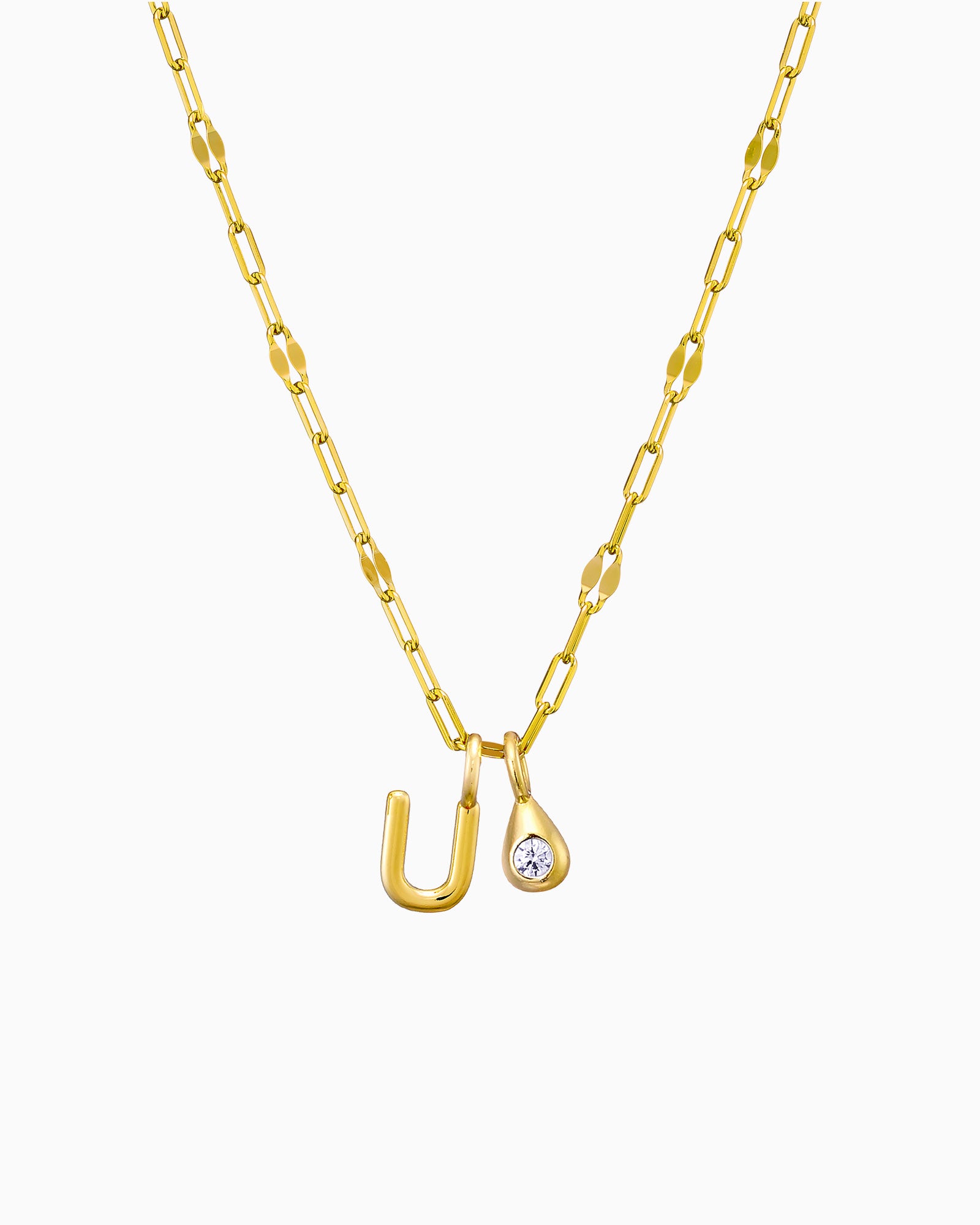 Imprint 14K Gold Vermeil U Initial Cubic Zirconia Necklace