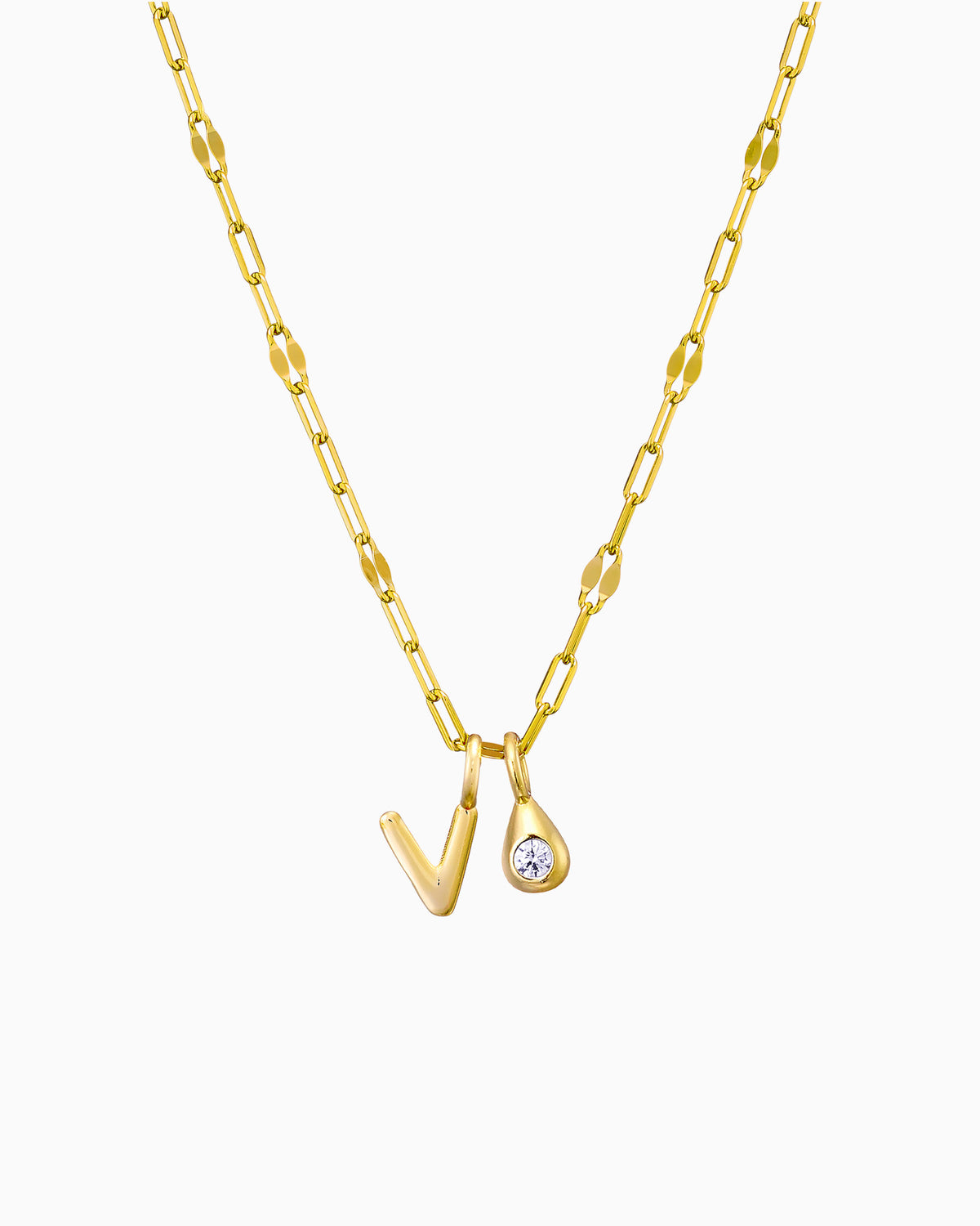 Imprint 14K Gold Vermeil V Initial Cubic Zirconia Necklace