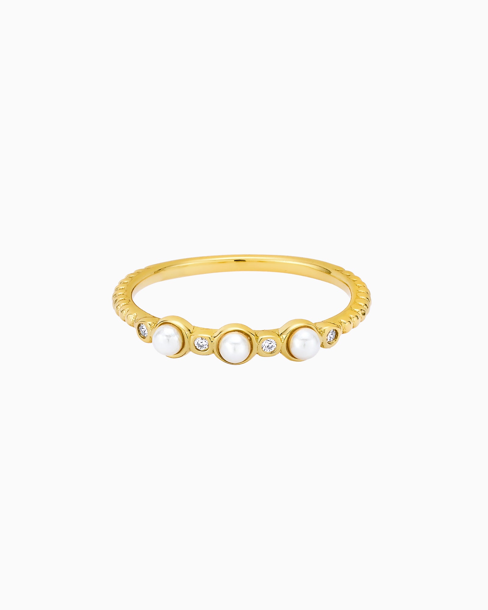 Perla 14k Gold Vermeil Shell Pearl Cubic Zirconia Ring