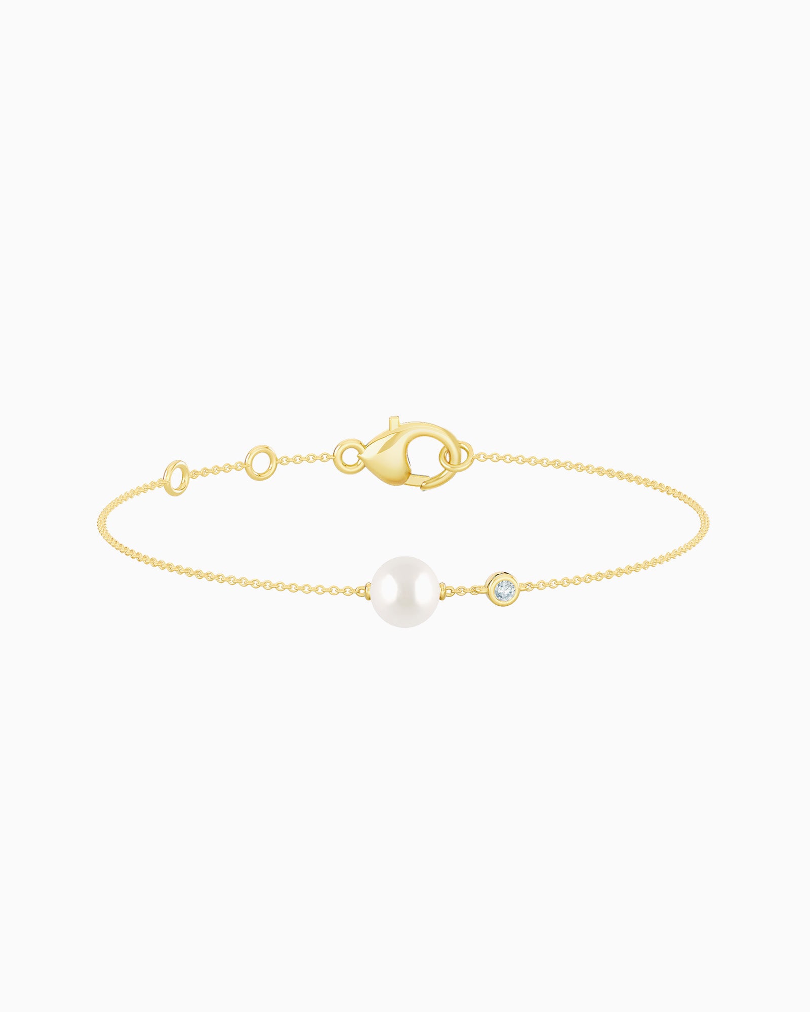 Eternal 9K Gold Lab Grown Diamond & Freshwater Pearl Bracelet